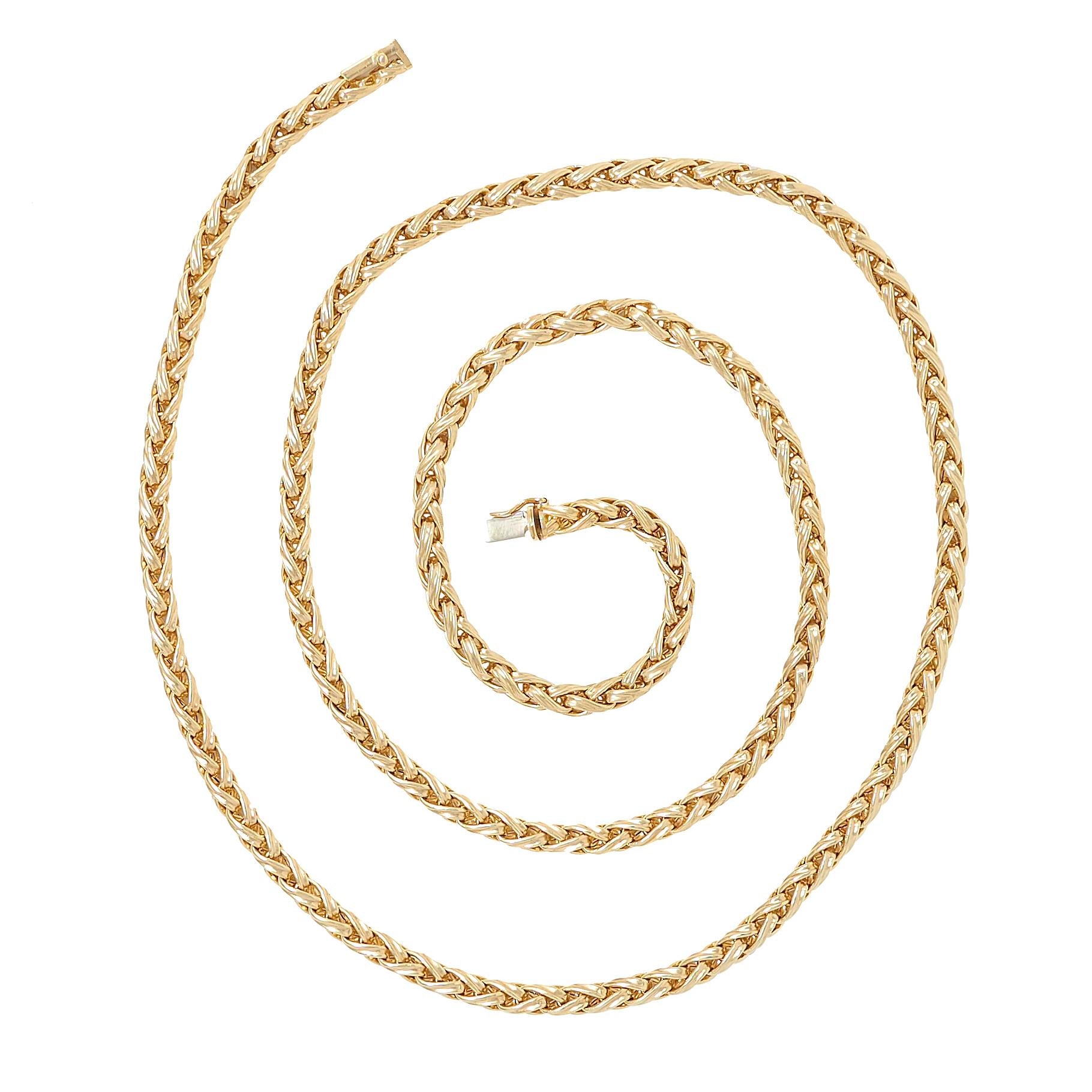 Tiffany & Co. 1990's 18K Gold Russian Weave Vintage 32 Inch Long Chain Necklace