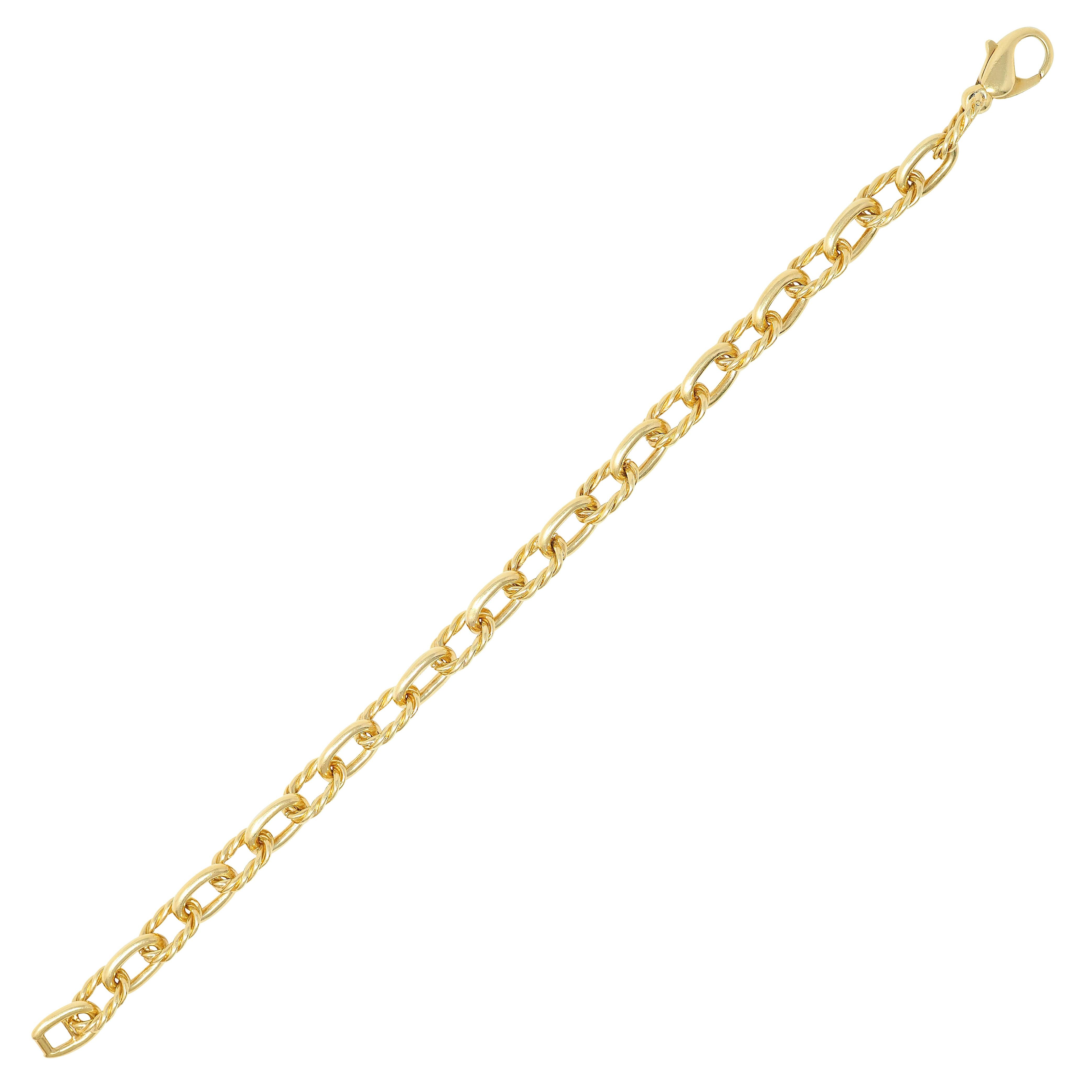 Tiffany & Co. 1960's 18 Karat Yellow Vintage Twisted Rope Link Chain Bracelet