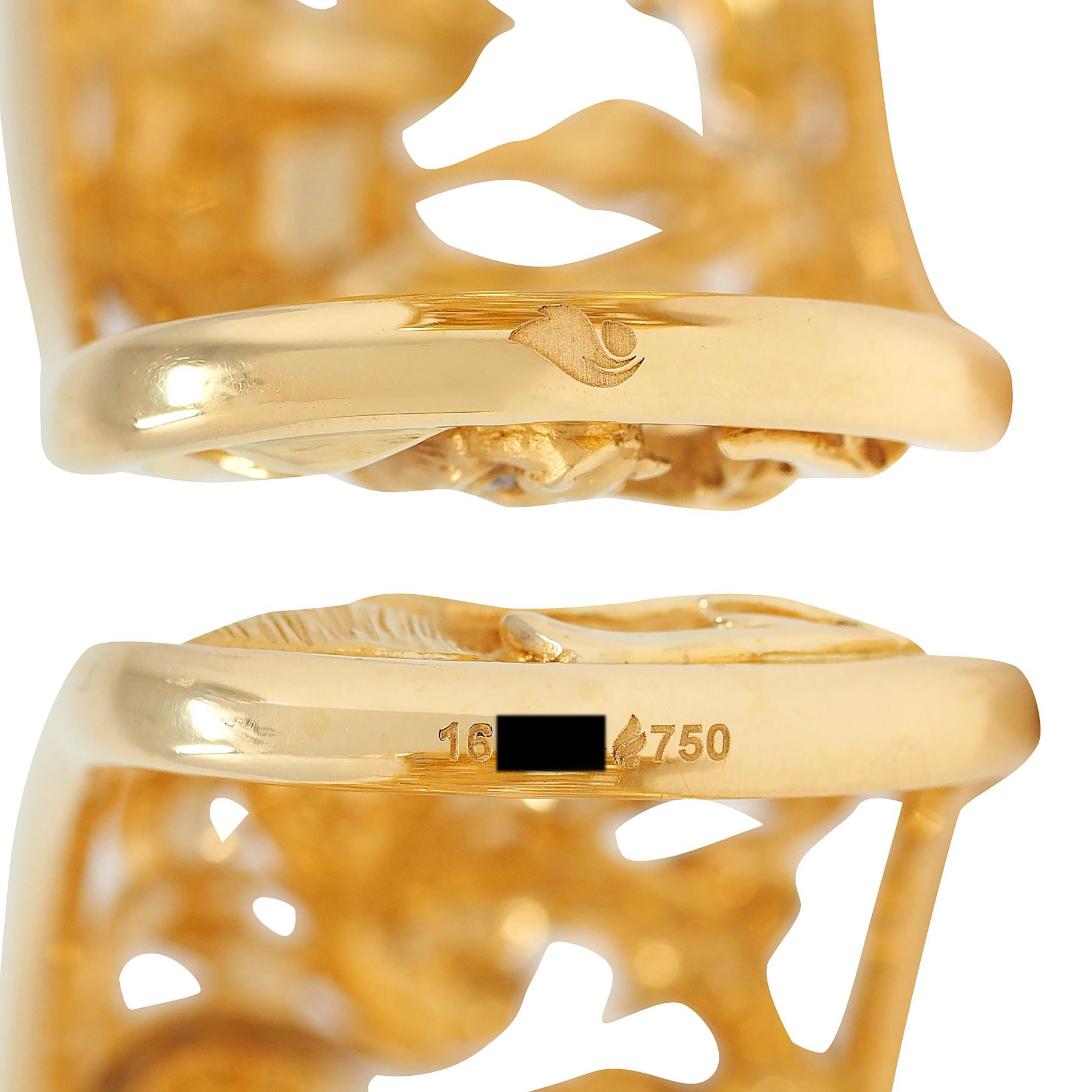 Carrera y Carrera Diamond 18 Karat Yellow Gold Panther Animal Cuff Bracelet