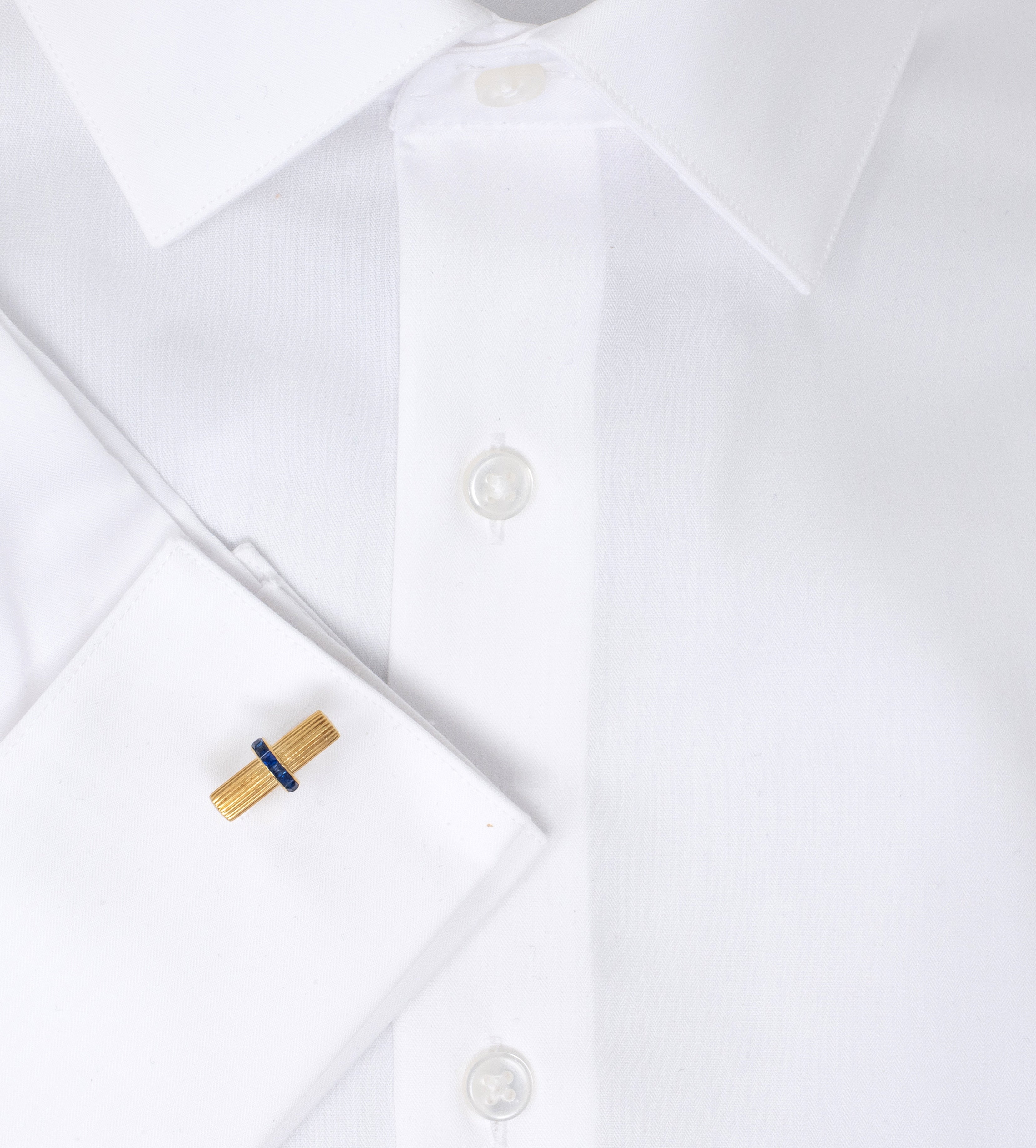 Van Cleef & Arpels French 1960's Sapphire 18 Karat Yellow Gold Vintage Barrel Bar Cufflinks