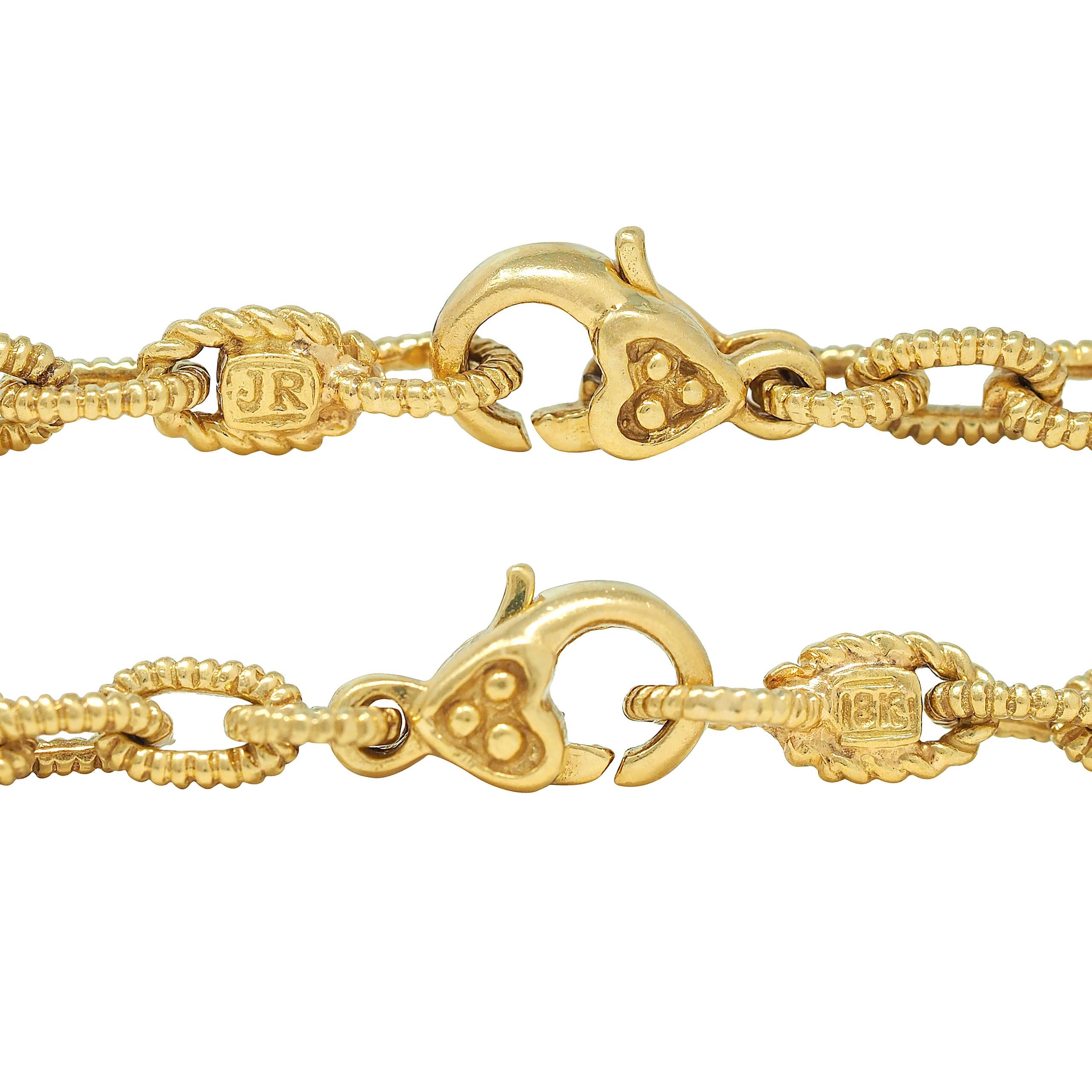 Judith Ripka Diamond Onyx 18 Karat Yellow Gold Station Chain Necklace