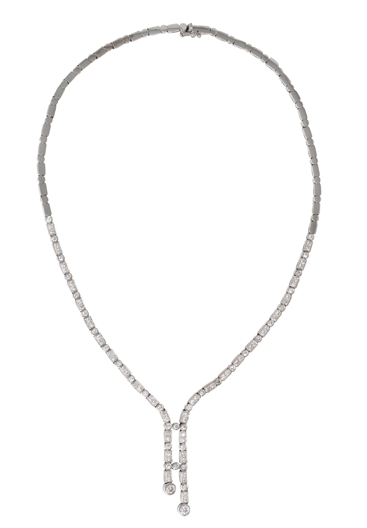 2000's Diamond 18 Karat White Gold Contemporary Lariat Necklace