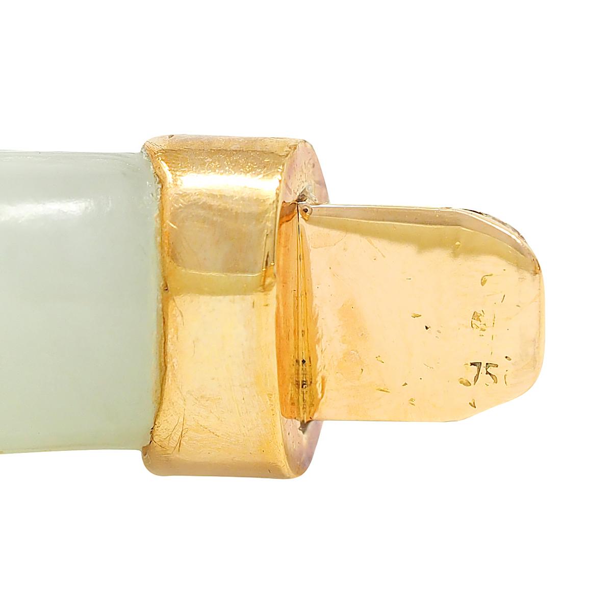 Vintage Jade Red Enamel 18 Karat Yellow Gold Two Dragons Cuff Bracelet