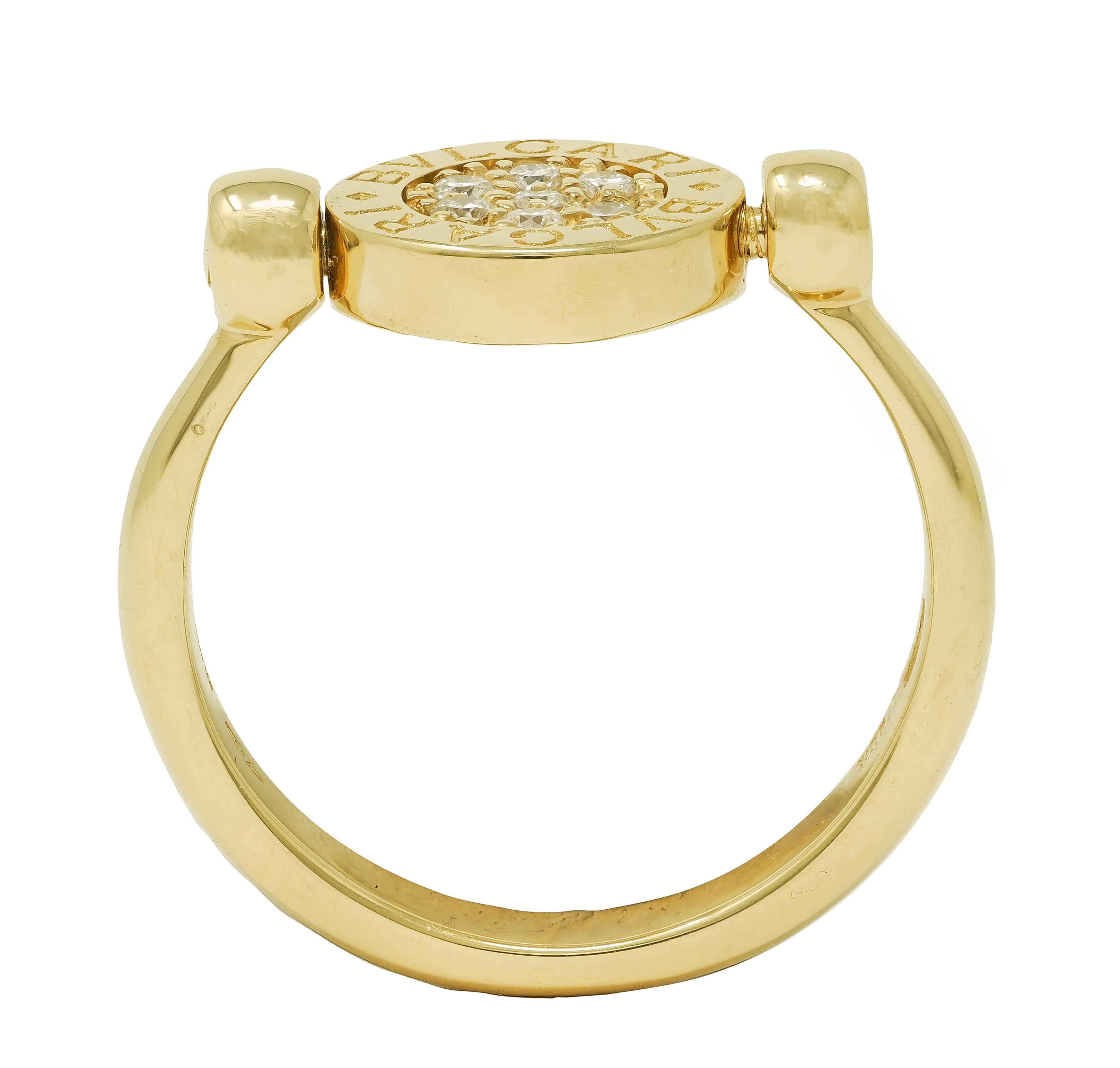 Bulgari Contemporary Diamond 18 Karat Two-Tone Gold Flip Signet Ring