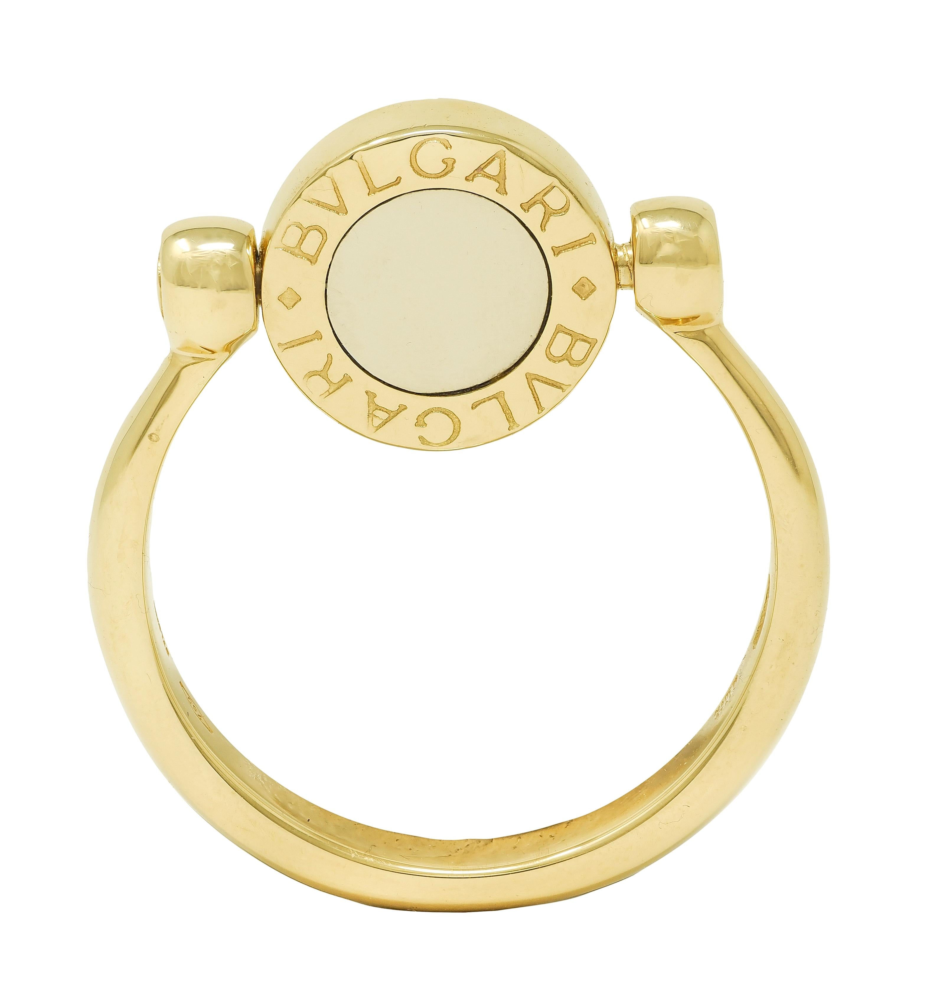 Bulgari Contemporary Diamond 18 Karat Two-Tone Gold Flip Signet Ring