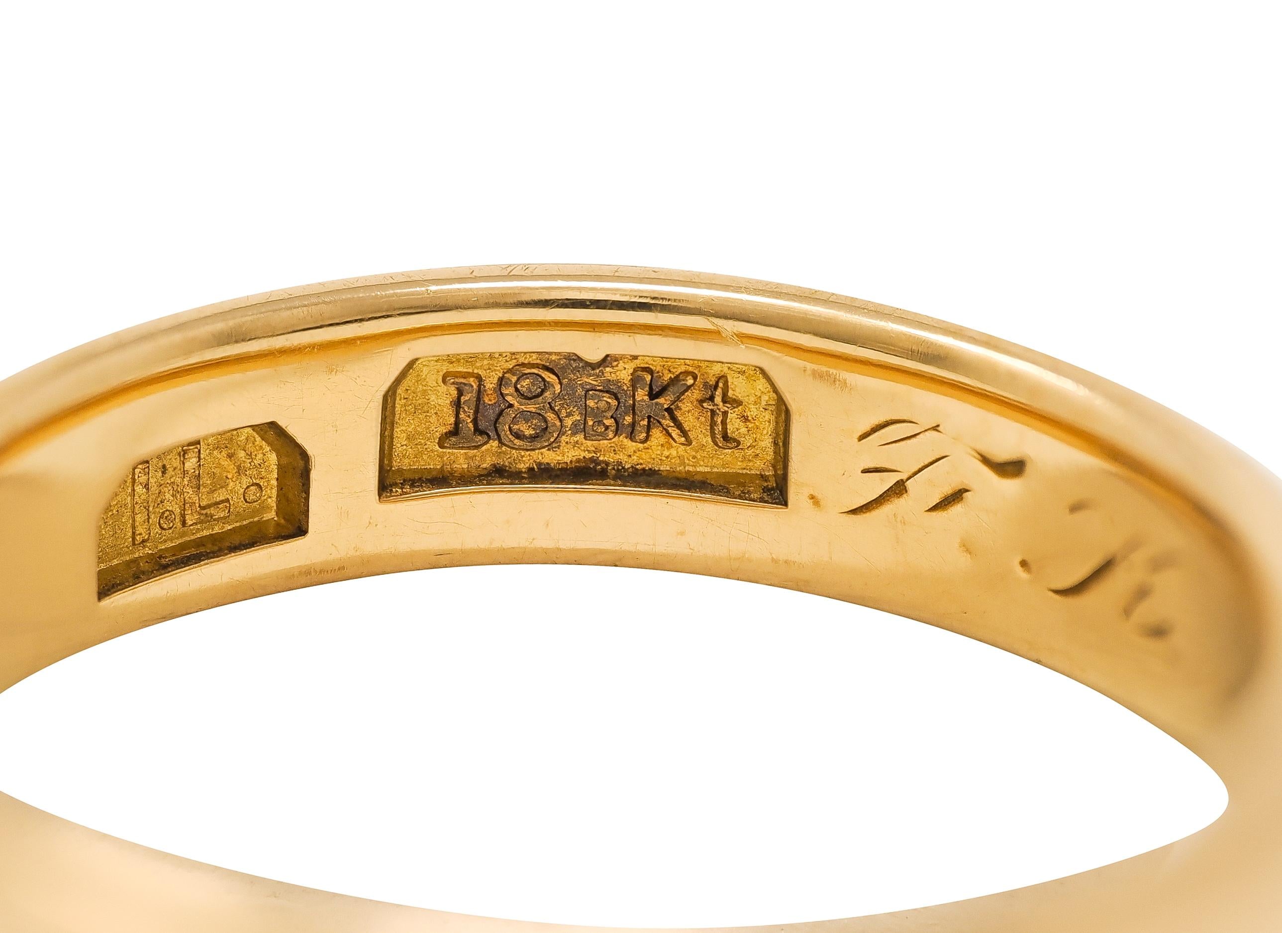 1912 18 Karat Yellow Gold Antique Wedding Band Ring