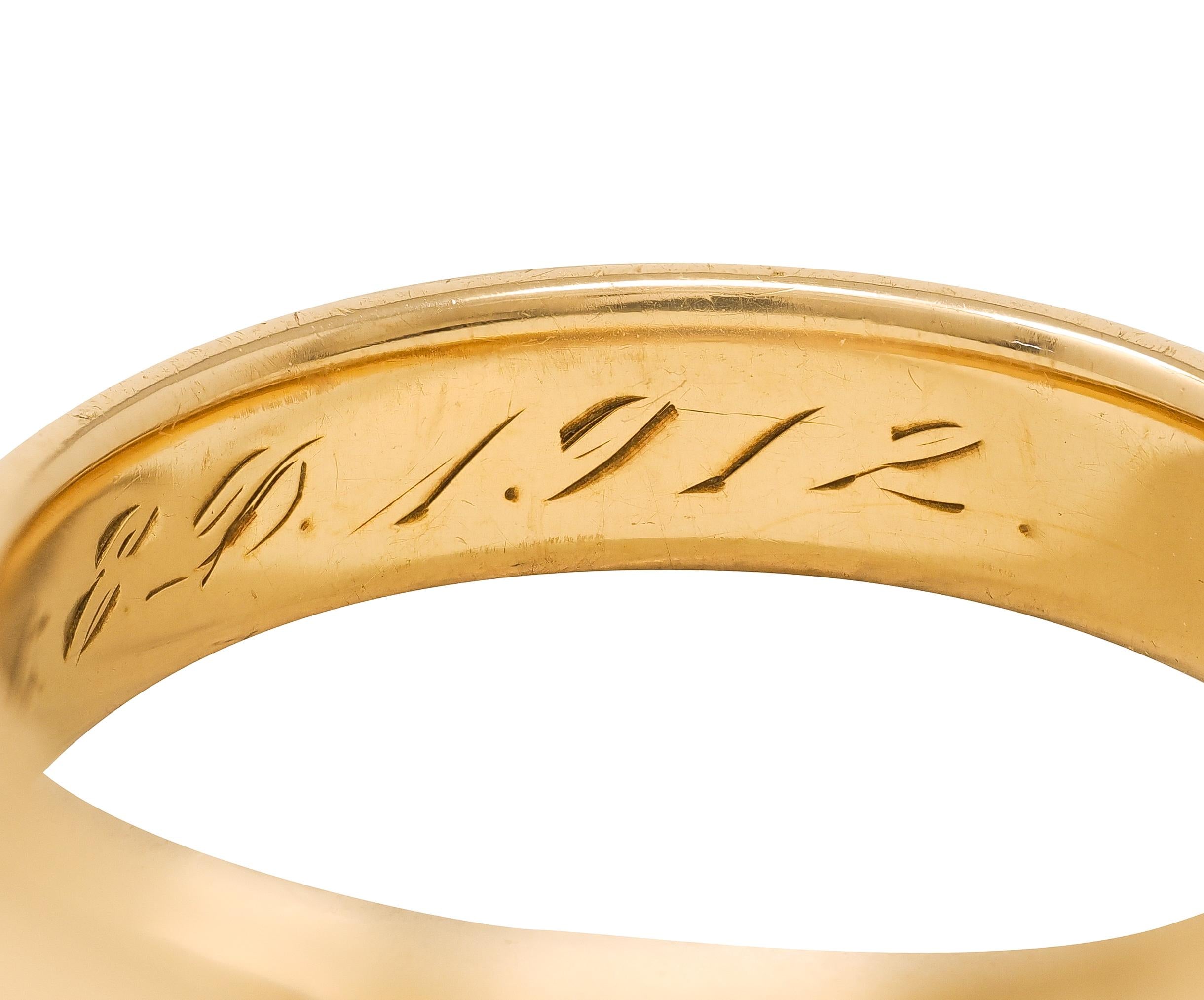 1912 18 Karat Yellow Gold Antique Wedding Band Ring