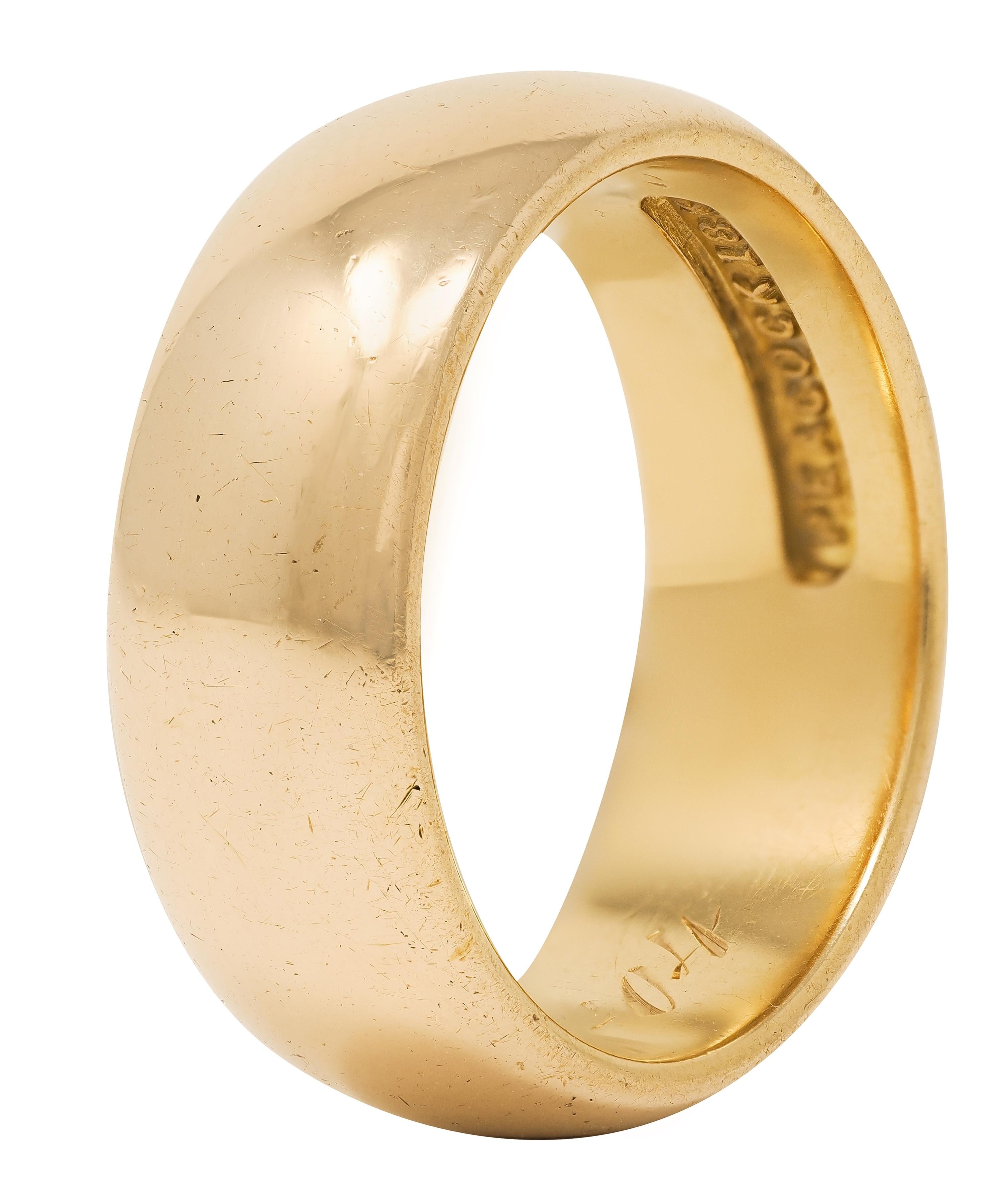 C.D. Peacock 1904 18 Karat Yellow Gold Vintage Wedding Cigar Band Ring