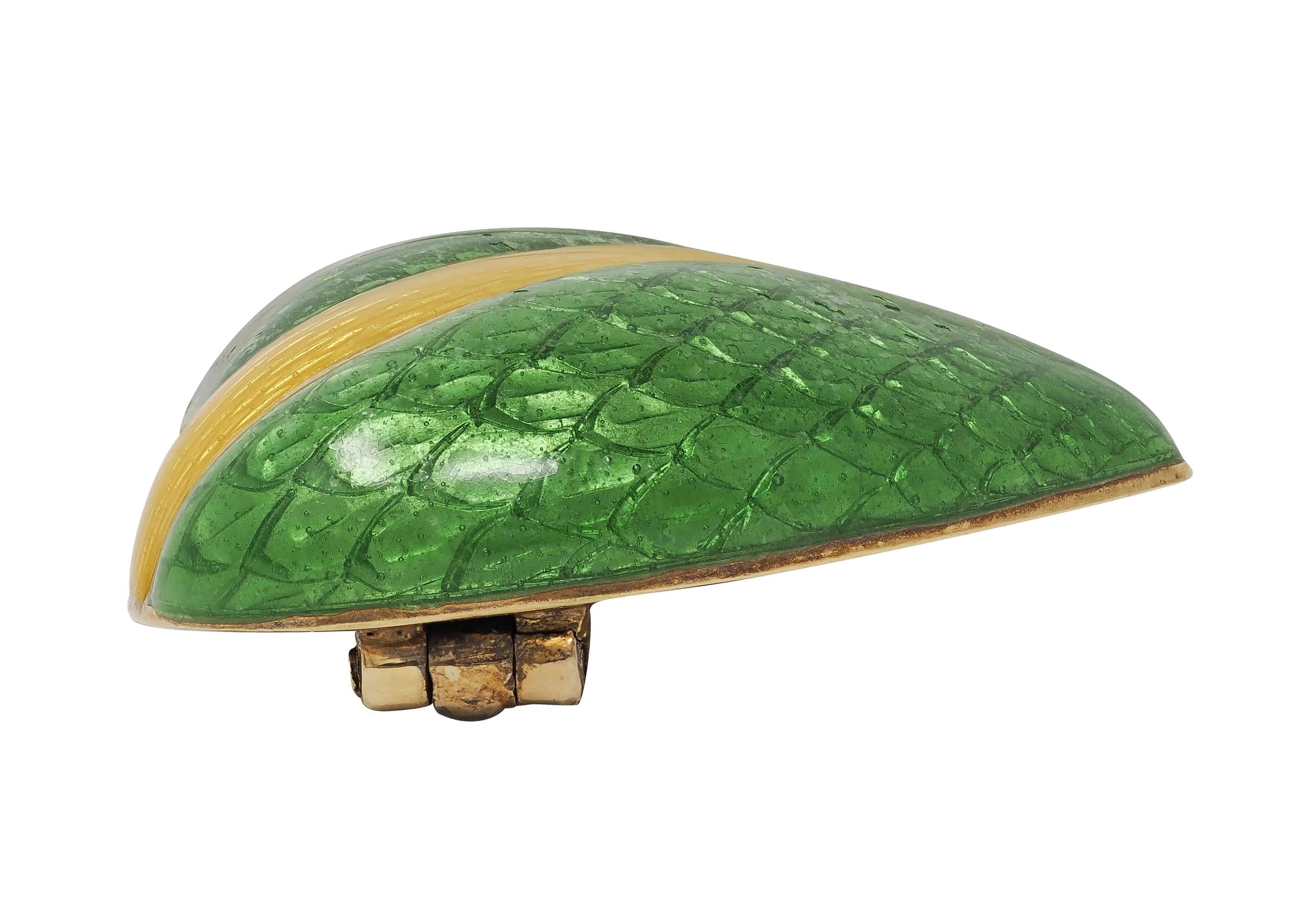 Tiffany & Co. 1960's Enamel 18 Karat Yellow Gold Vintage Striped Heart Brooch