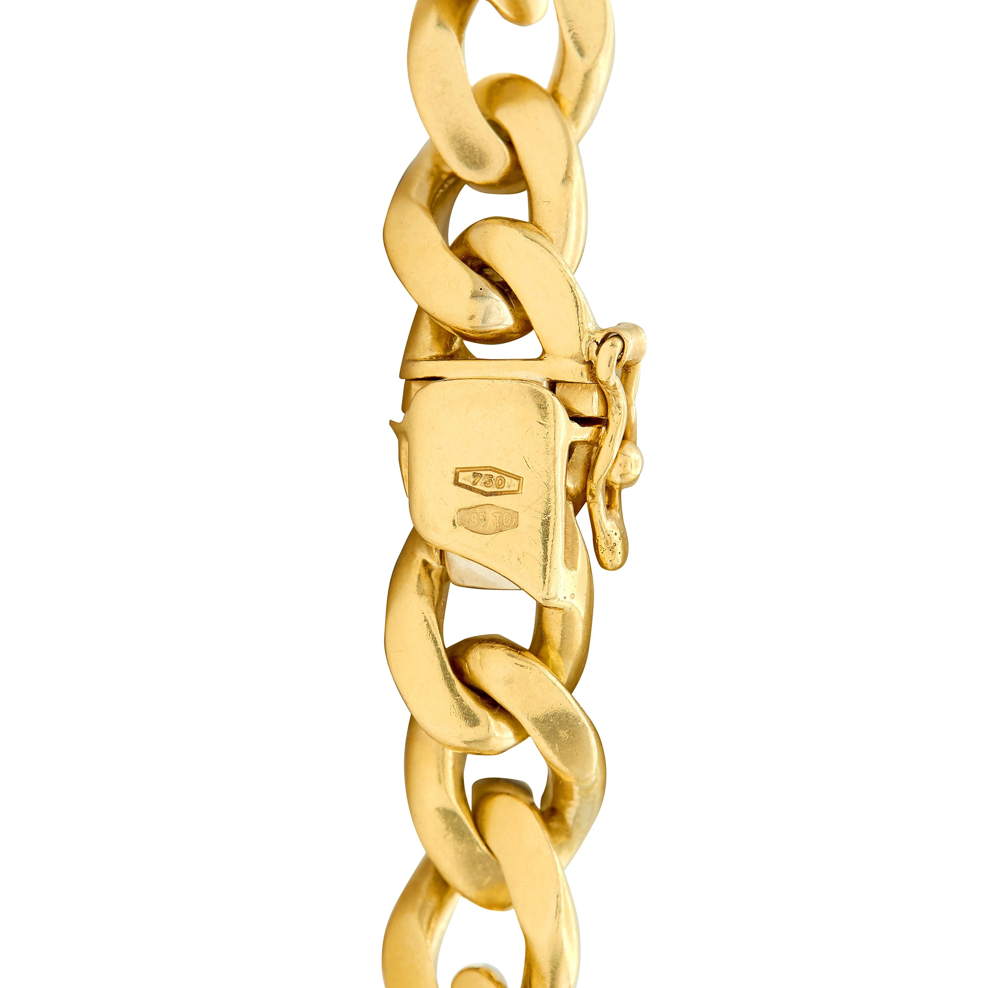 Bulgari 1970's Inlay Multi-Gem 18K Gold Vintage Curb Link Chain Floral Necklace