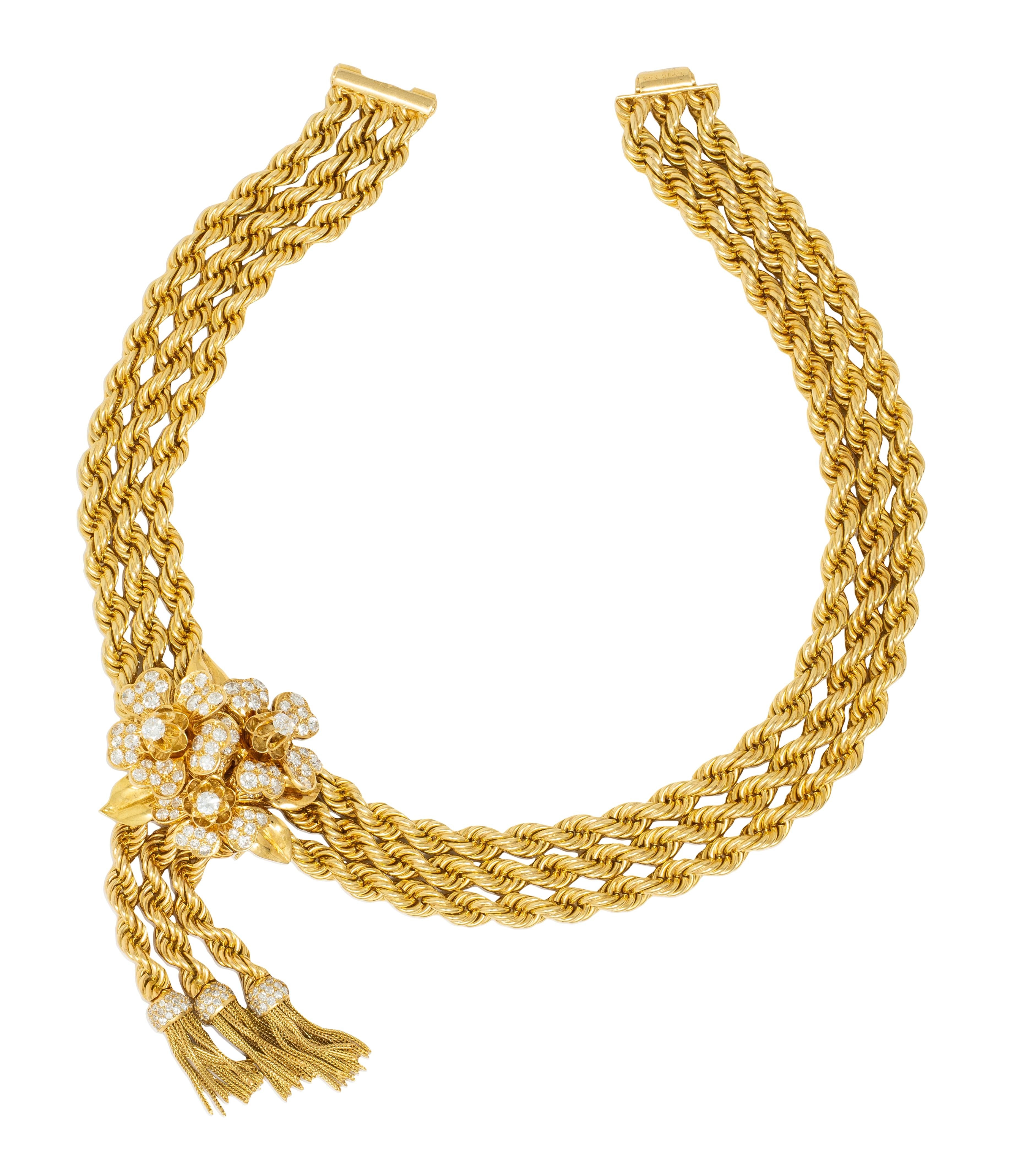 Van Cleef & Arpels 1949 French Diamond 18K Gold Vintage Brooch Necklace