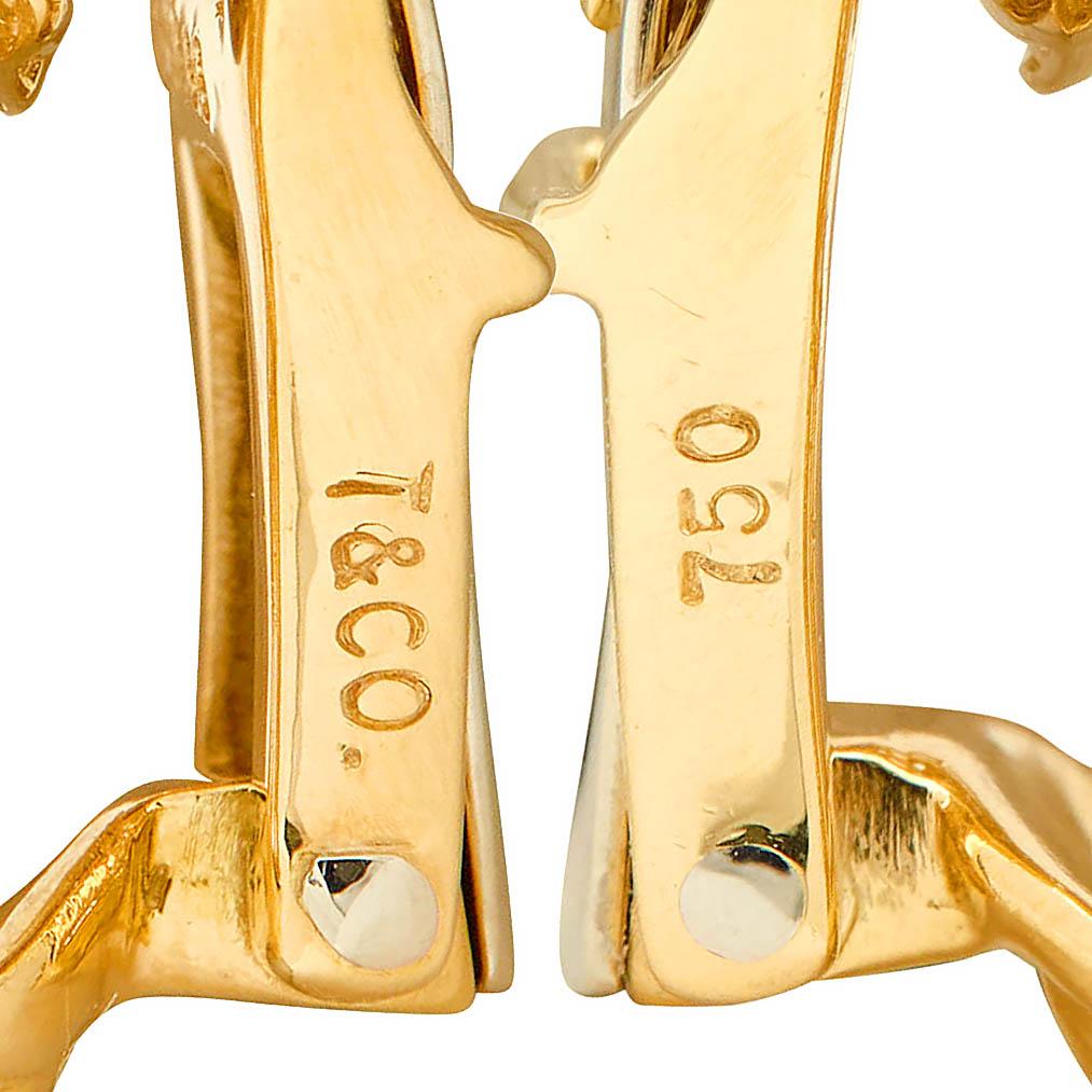 Tiffany & Co. 1989 18K Gold Vintage Vannerie Basket Weave J-Hoop Earrings