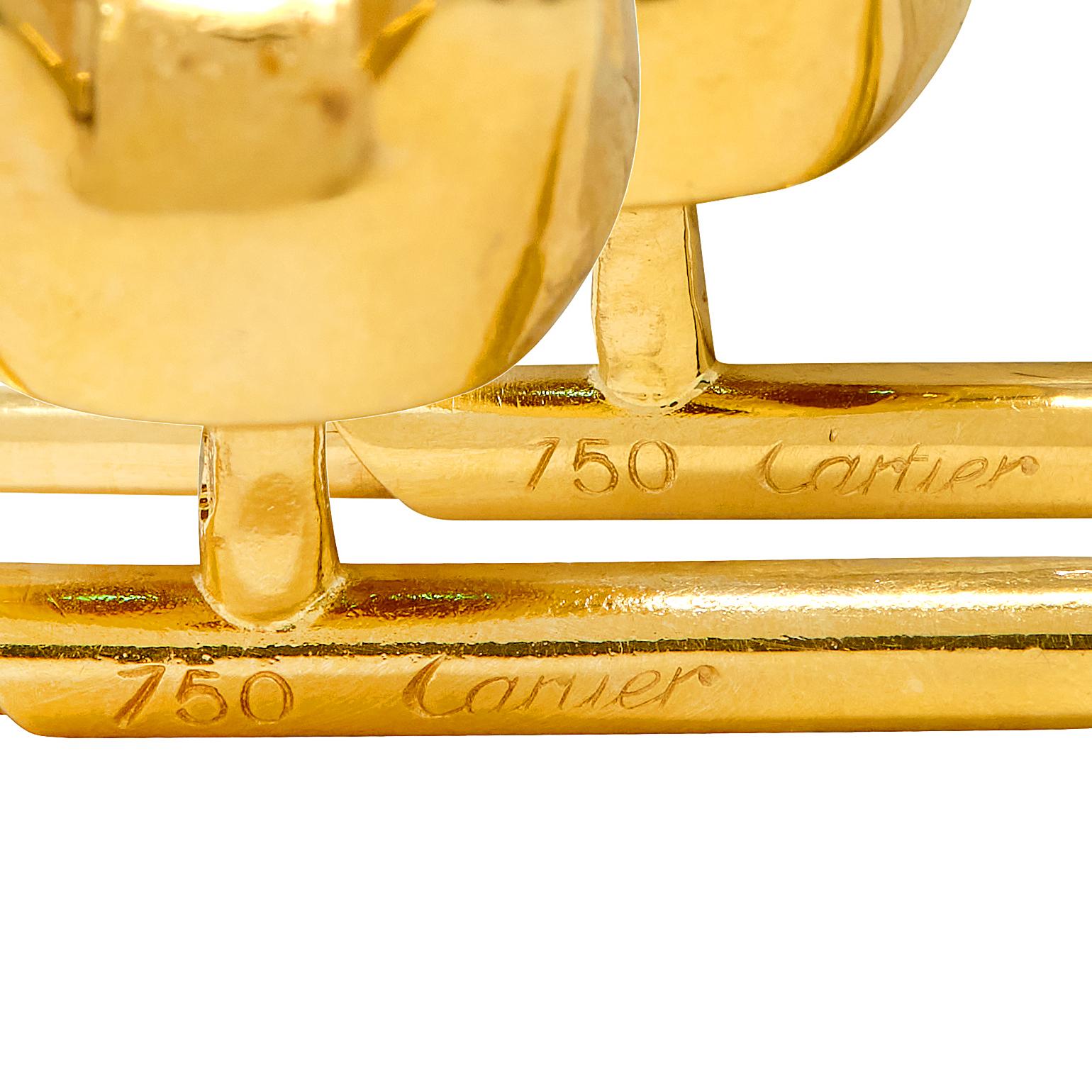 Cartier Emerald Onyx 18 Karat Yellow Gold Panther Cufflinks & Shirt Stud Set