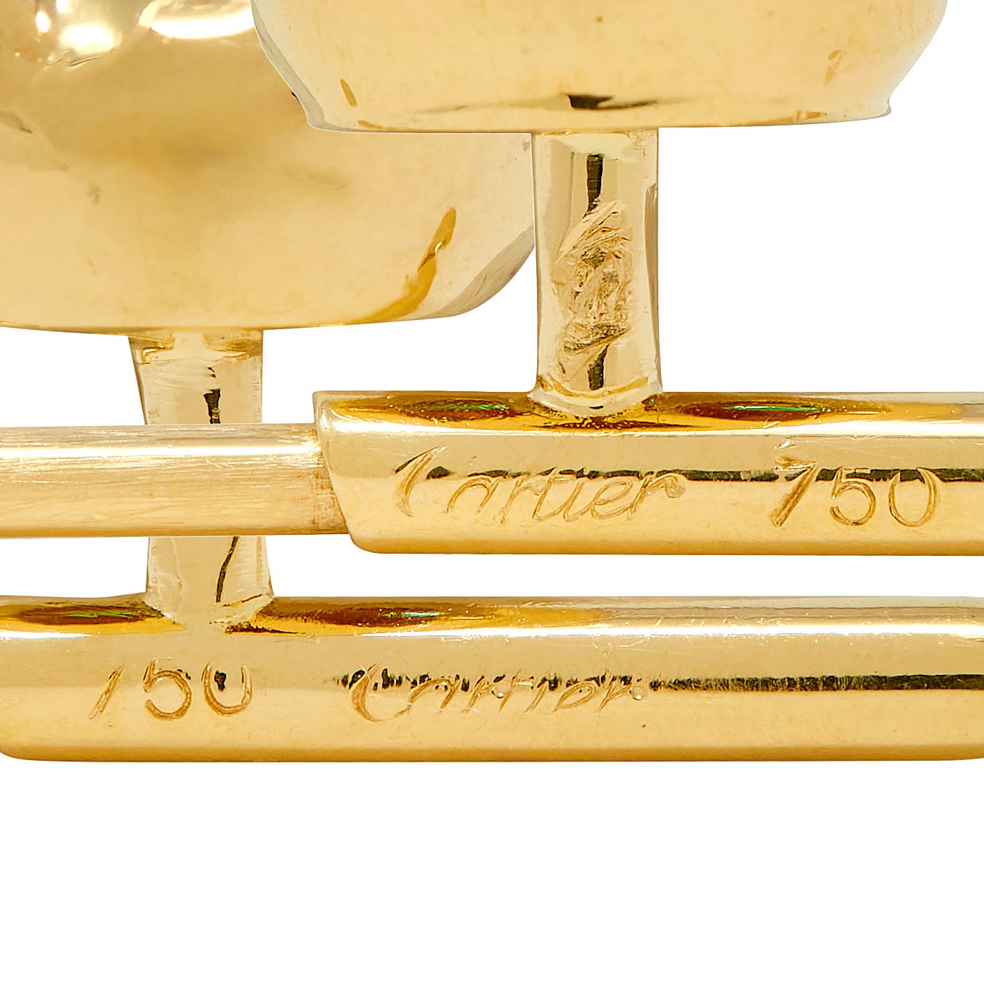 Cartier Emerald Onyx 18 Karat Yellow Gold Panther Cufflinks & Shirt Stud Set