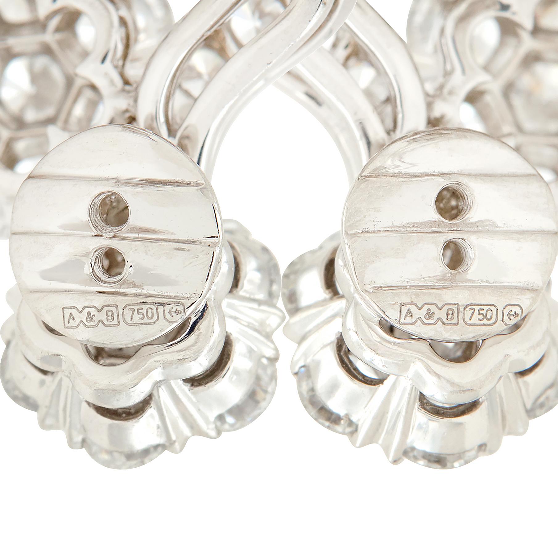 Van Cleef & Arpels 2000s Diamond Platinum Snowflake Cluster Ear-Clip Earrings