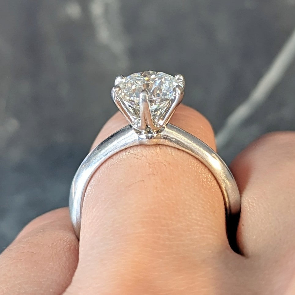 Tiffany & Co. 2.67 CTW Round Brilliant Diamond Platinum Solitaire Vintage Engagement Ring Wilson's Estate Jewelry