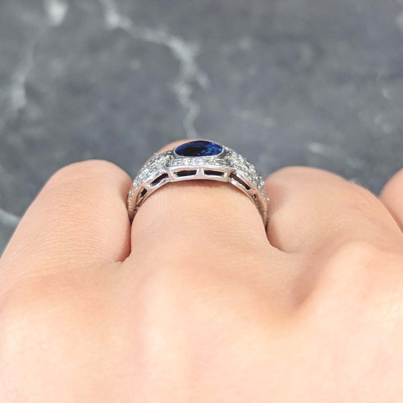 Edwardian 2.56 CTW No Heat Burma Sapphire Diamond Platinum Antique Ring AGL