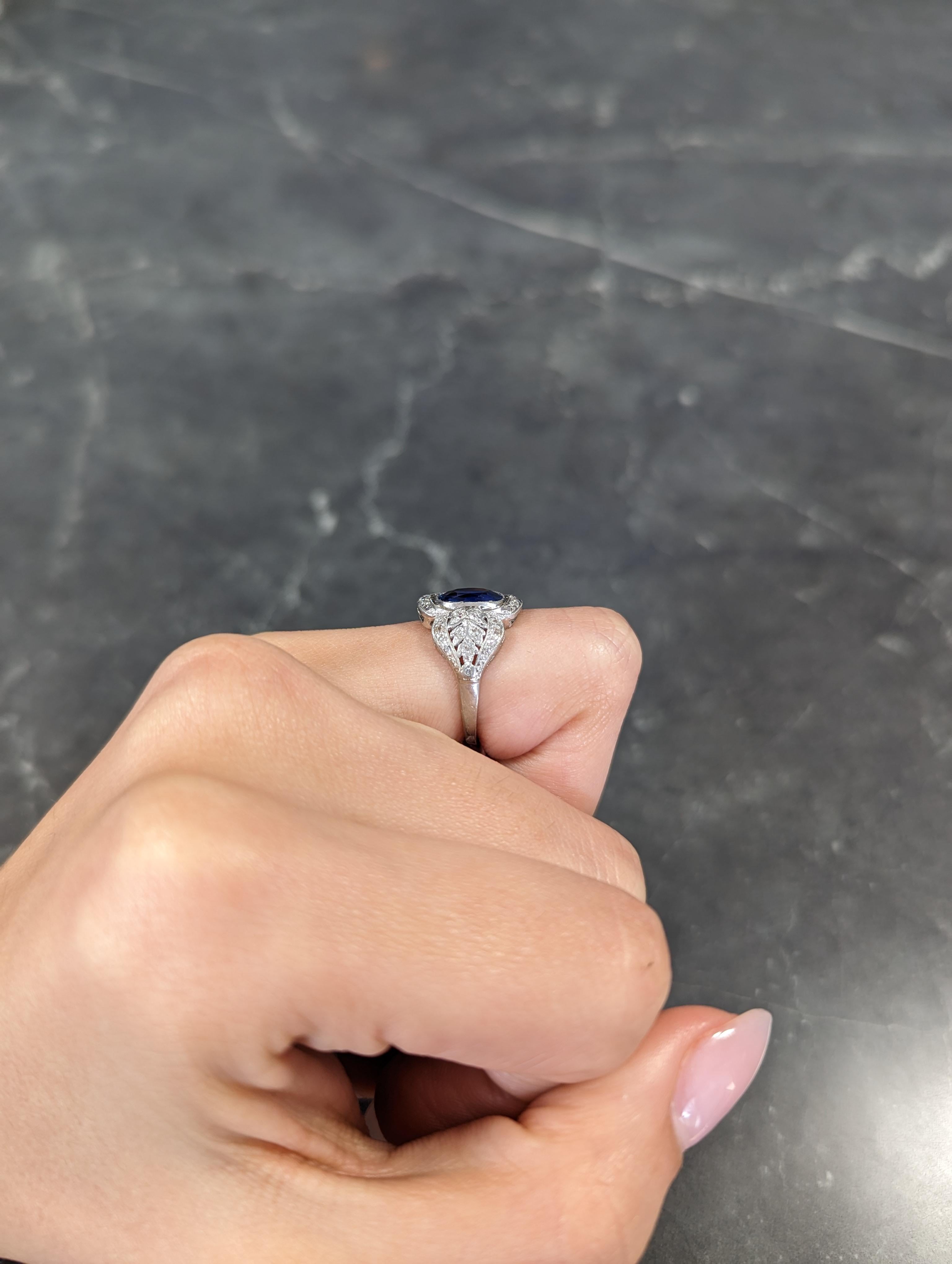 Edwardian 2.56 CTW No Heat Burma Sapphire Diamond Platinum Antique Ring AGL