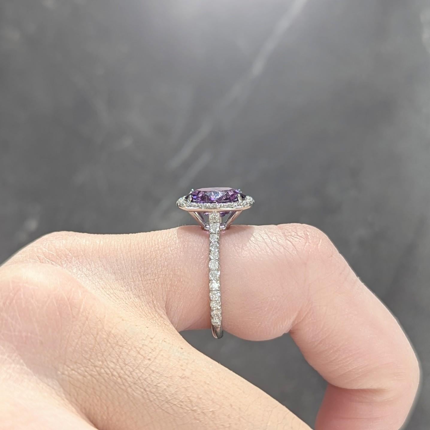 Tiffany & Co. 3.78 CTW No Heat Ceylon Purple Sapphire Diamond Platinum Ring GIA