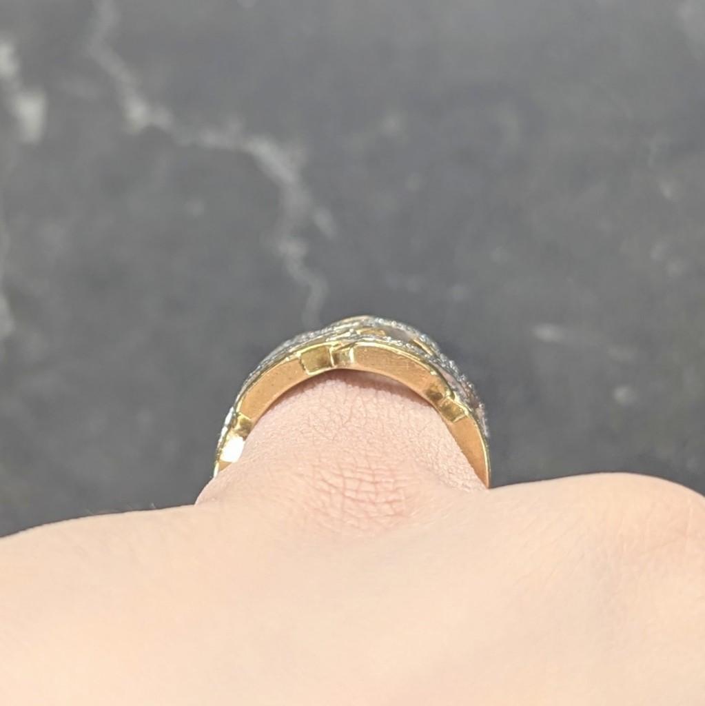 David Webb 1970's Diamond Platinum 18K Gold Curb Link Vintage Band Ring