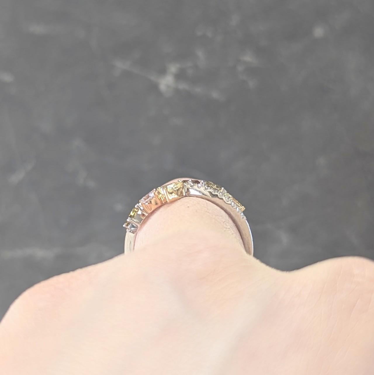 Modani Contemporary Fancy Diamond 18 Karat Two-Tone Gold Band Ring