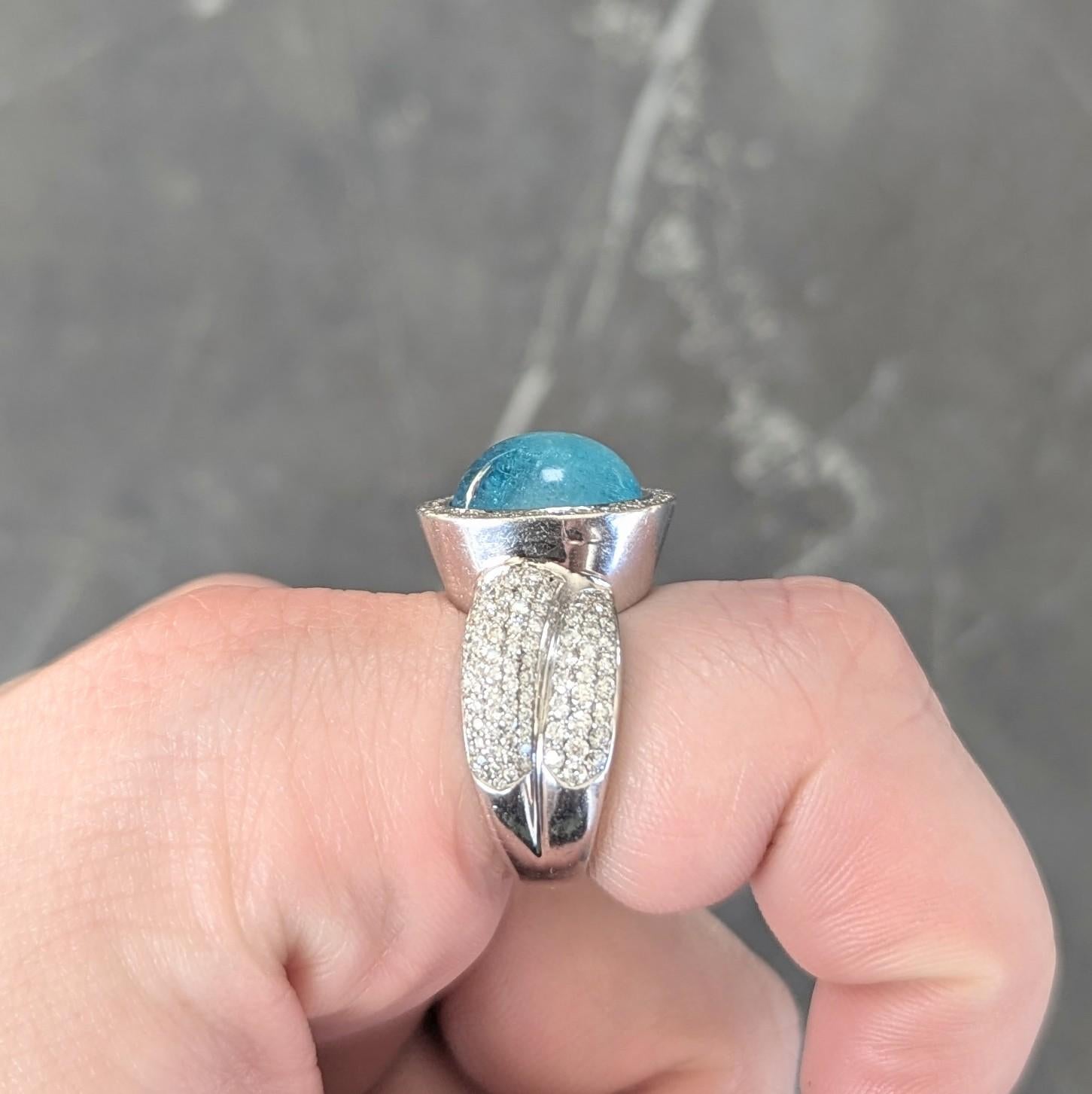 Vintage Paraiba Tourmaline Diamond 14 Karat White Gold Halo Ring GIA