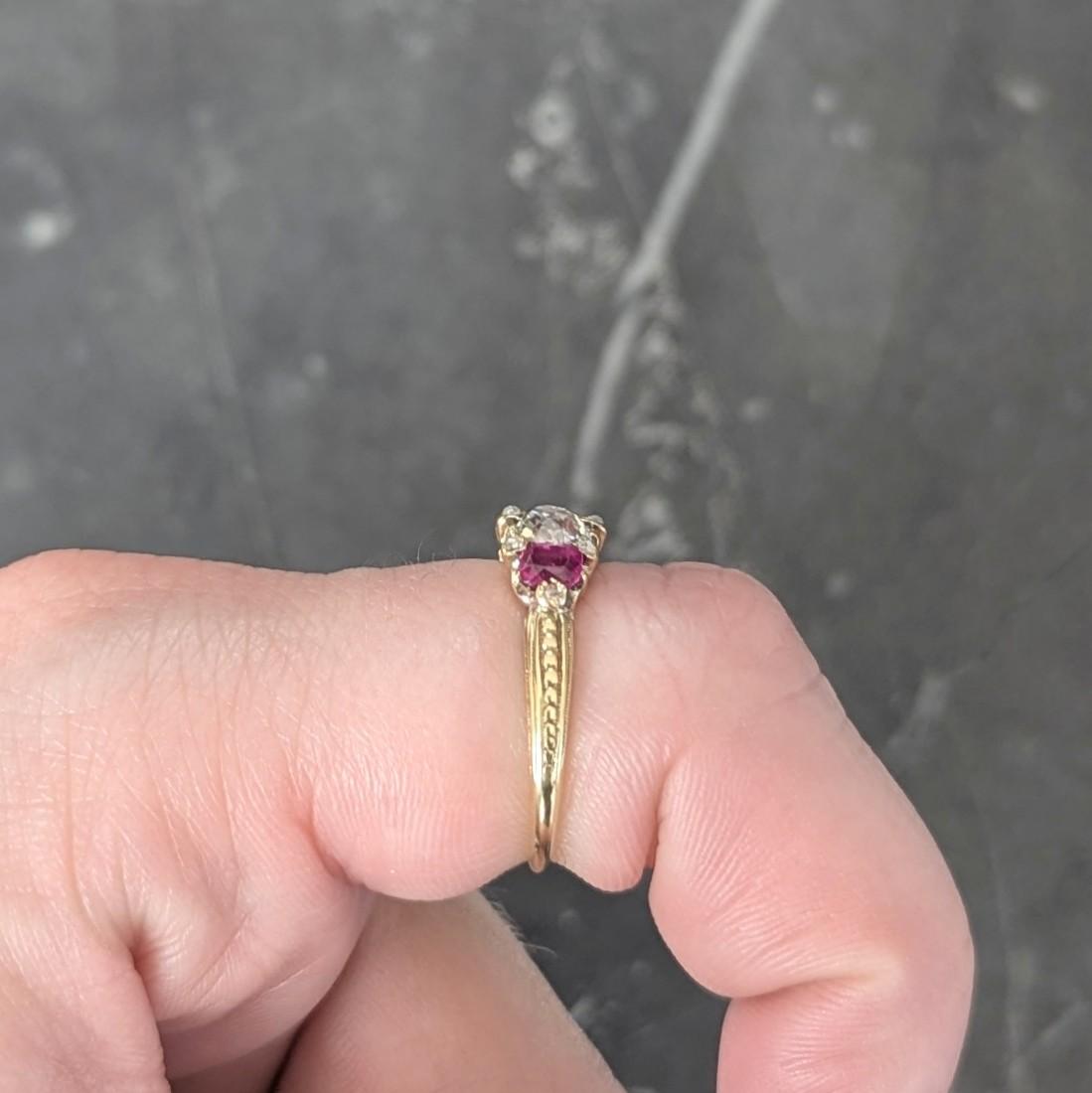 Victorian 2.02 CTW No Heat Burma Ruby Old Mine Cut Diamond 18K Gold Ring GIA