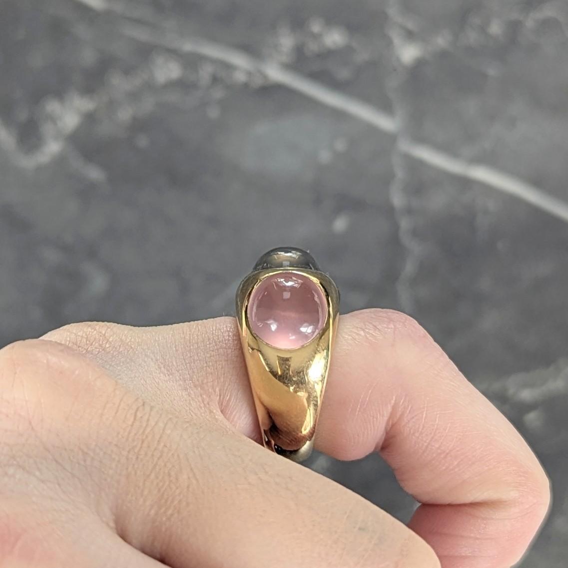 1980's Multi-Quartz 18 Karat Yellow Gold Vintage Three Stone Bubble Ring
