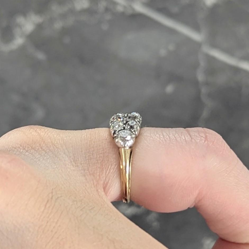 Victorian 1.80 CTW Old Mine Diamond Silver 18K Gold Antique Double Row Band Ring