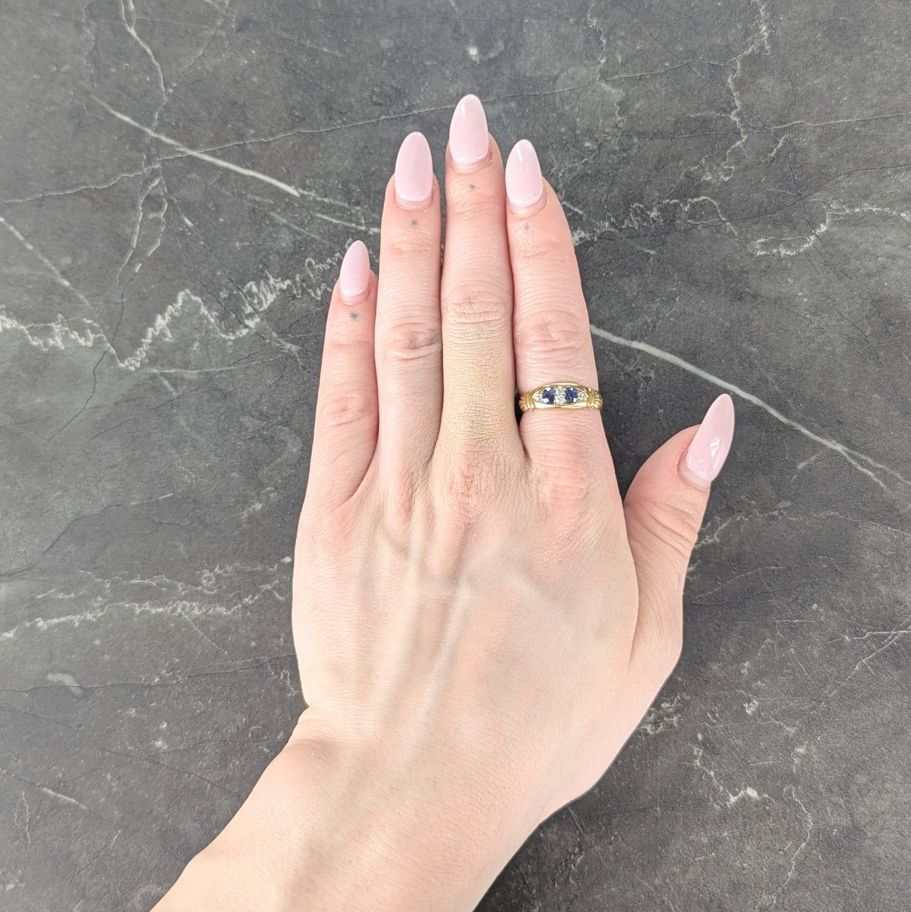 Early Art Deco 1919 Sapphire Diamond 18 Karat Yellow Gold Antique Marquise Ring