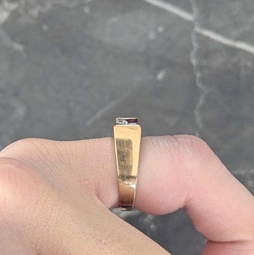 Oscar Heyman Diamond Ruby Platinum 18K Gold Checkerboard Vintage Band Ring