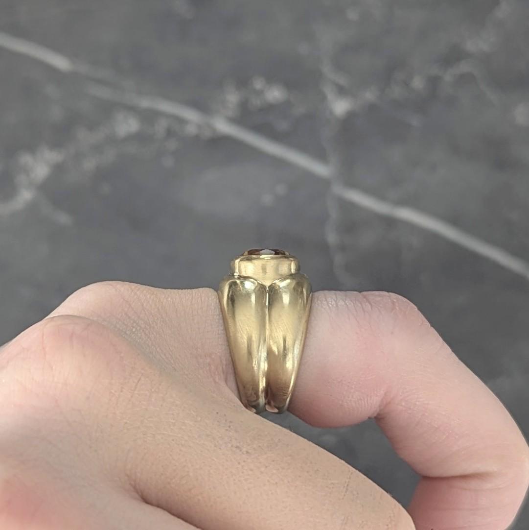 Tiffany & Co. 1980's 3.20 CTW Citrine 18 Karat Yellow Gold Puffy Vintage Ring