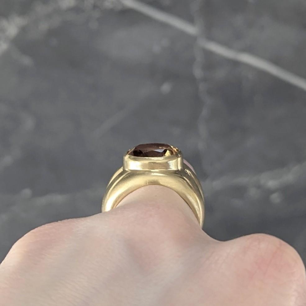 Tiffany & Co. 1980's 3.20 CTW Citrine 18 Karat Yellow Gold Puffy Vintage Ring