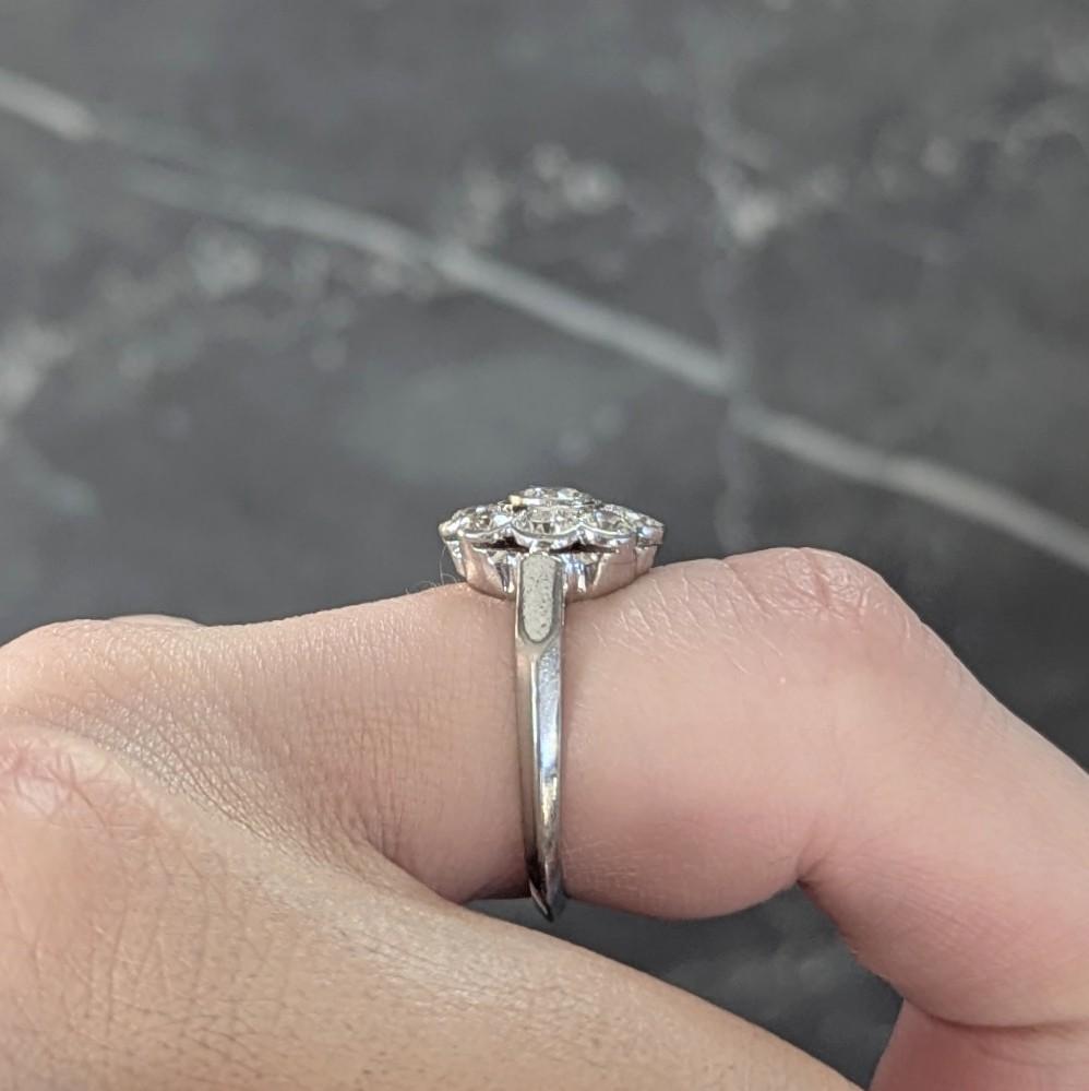 Art Deco 1.02 CTW Old European Diamond Platinum Vintage Cluster Engagement Ring