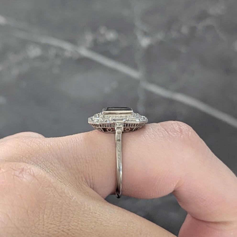 Art Deco 2.50 CTW Garnet Diamond Platinum Vintage Double Halo Ring