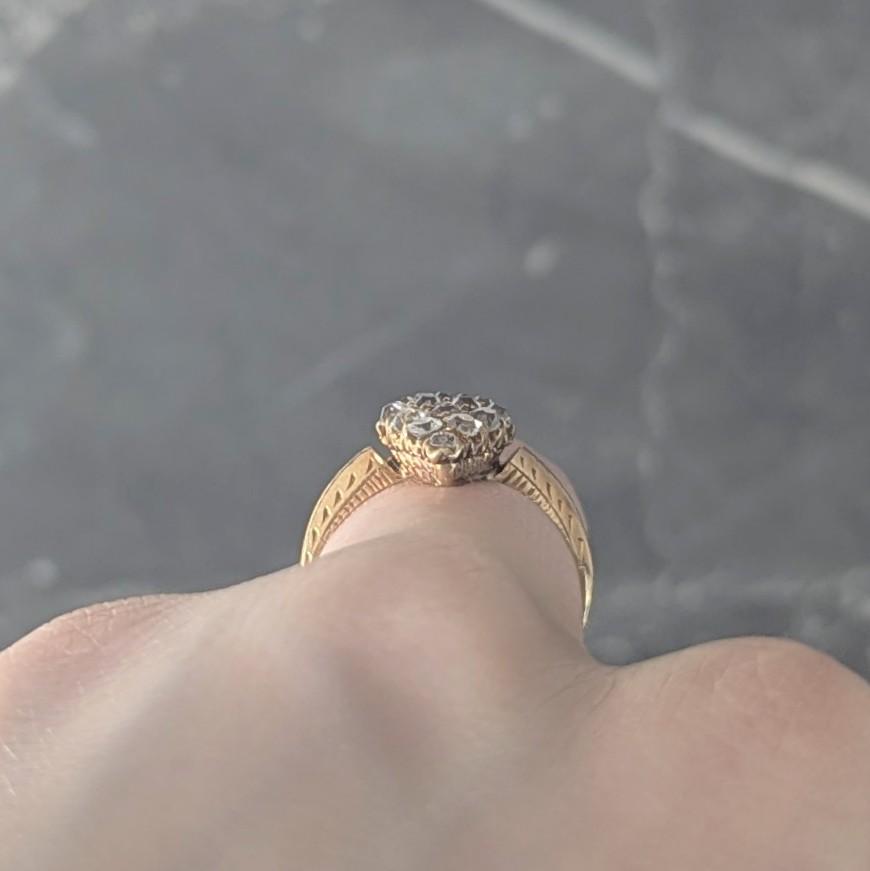 Victorian 0.96 CTW Old Mine Diamond 18 Karat Yellow Gold Antique Navette Ring