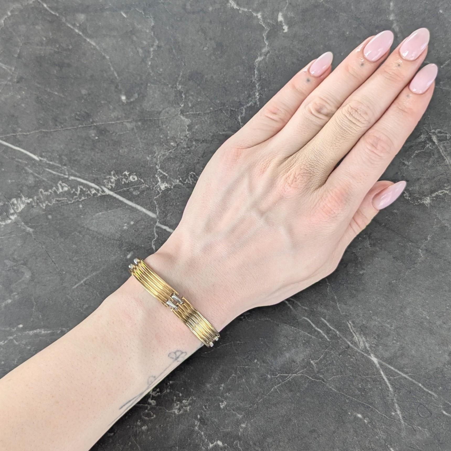 Bulgari French 1960's Platinum 18 Karat Yellow Gold Vintage Fluted Link Bracelet