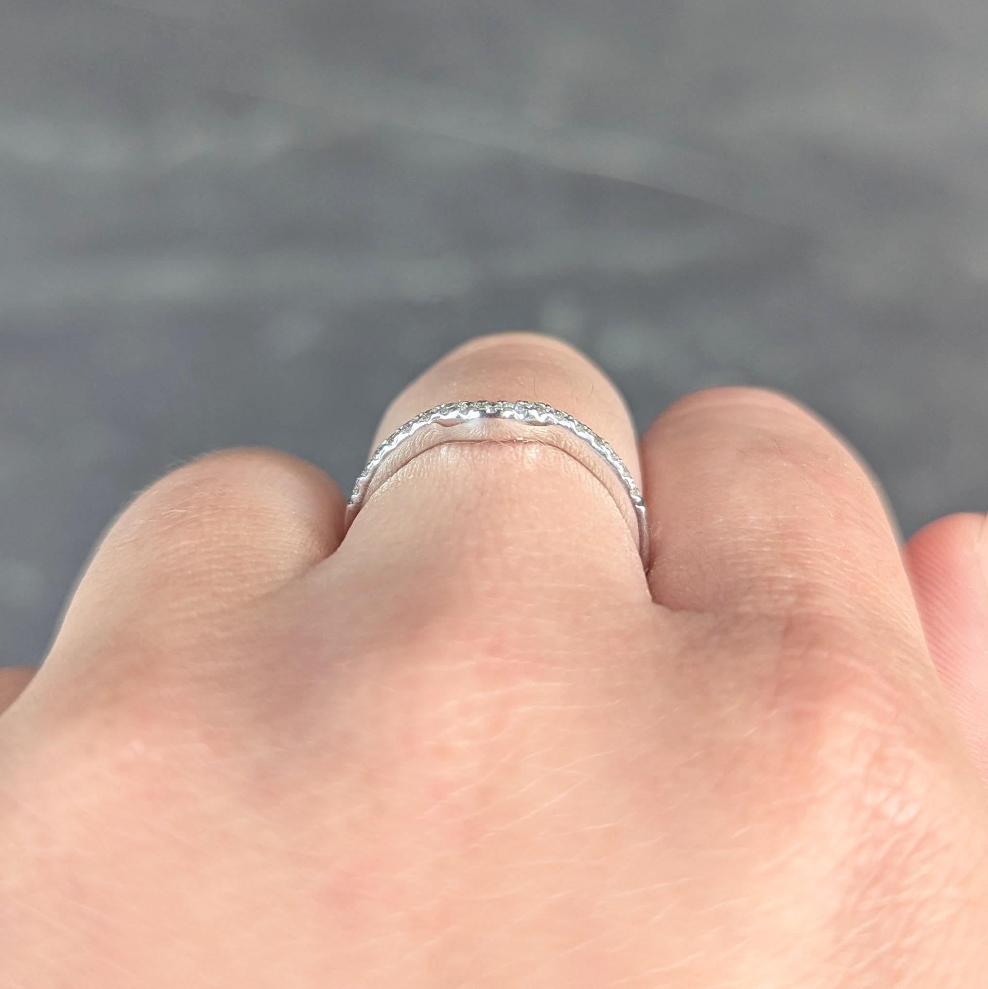 Contemporary Diamond 14 Karat White Gold Contour Wedding Band Ring