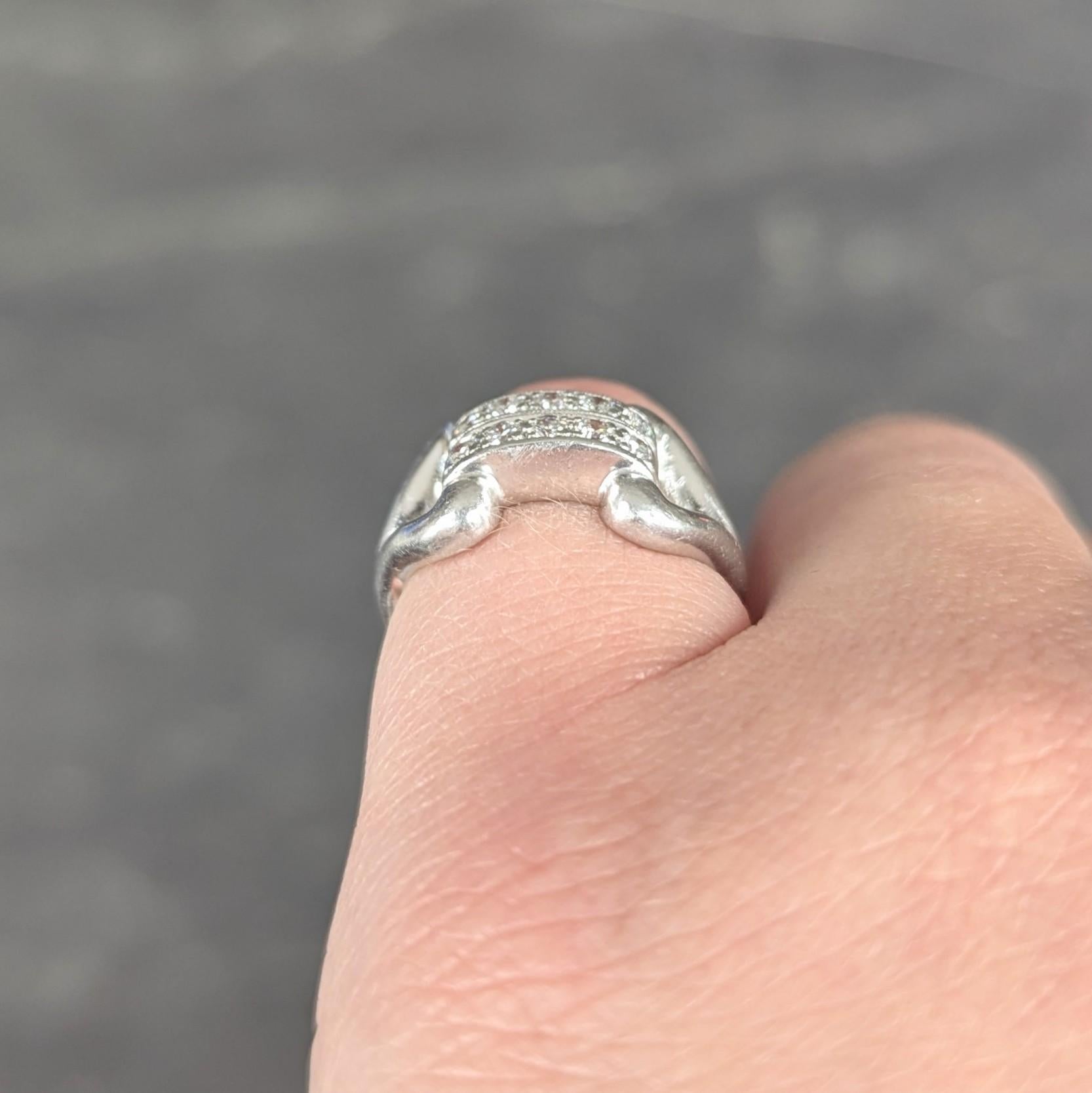 Fulmer & Co. 1943 Diamond Platinum Double Row Vintage Buckle Ring