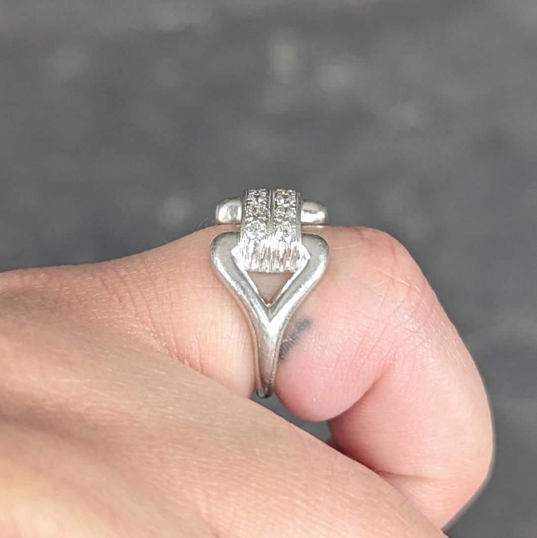 Fulmer & Co. 1943 Diamond Platinum Double Row Vintage Buckle Ring