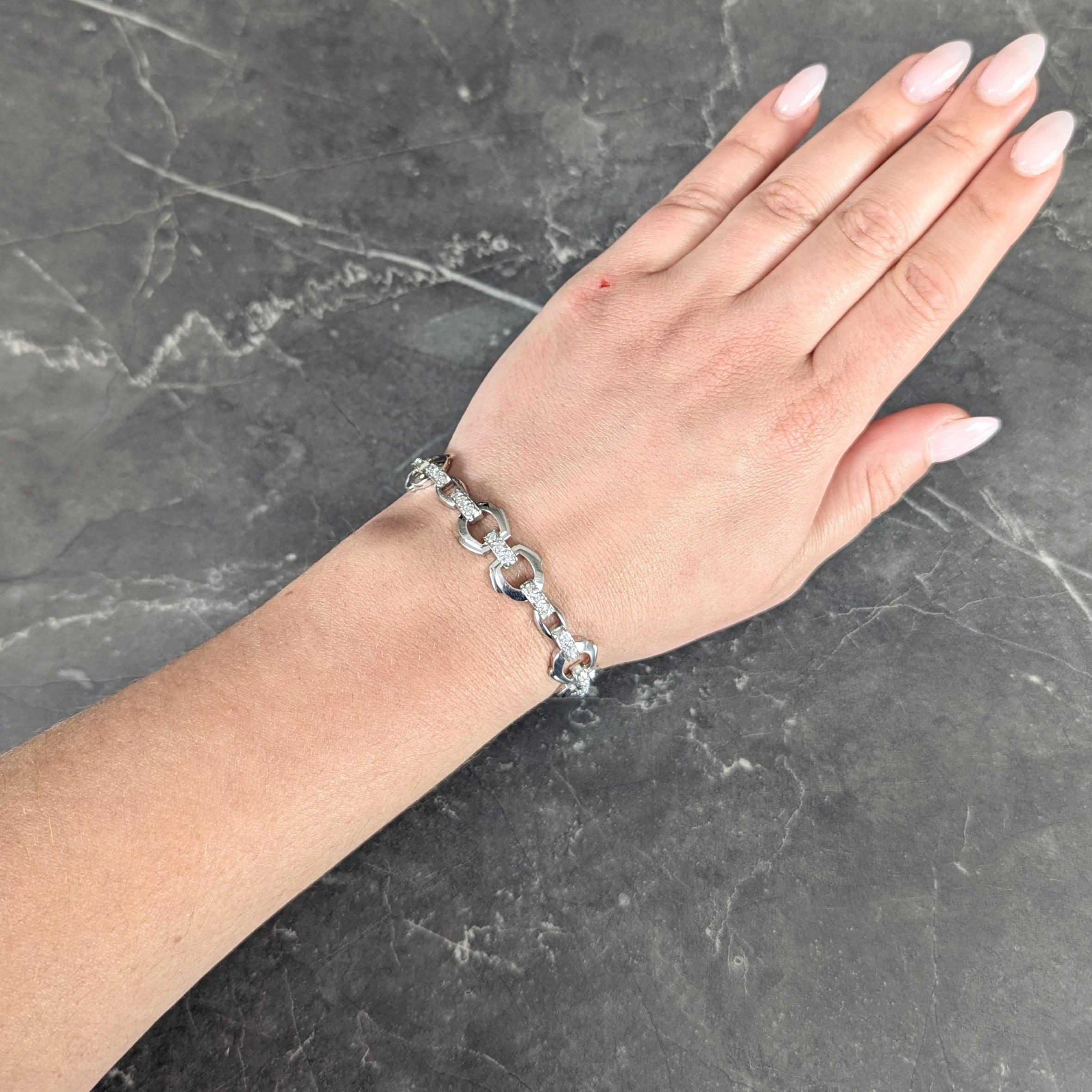 Bailey Banks & Biddle Deco 2.25 CTW Diamond Platinum Vintage Stirrup Bracelet