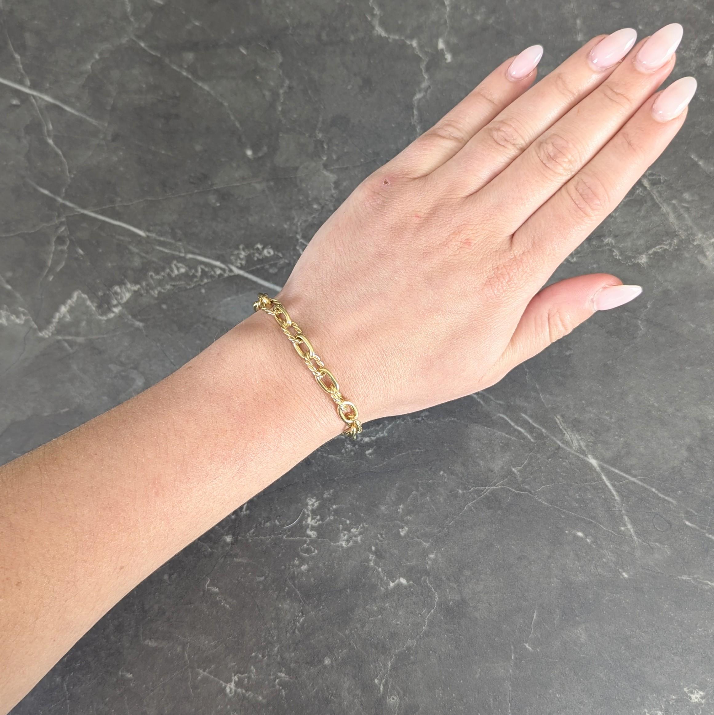 Tiffany & Co. 1960's 18 Karat Yellow Vintage Twisted Rope Link Chain Bracelet