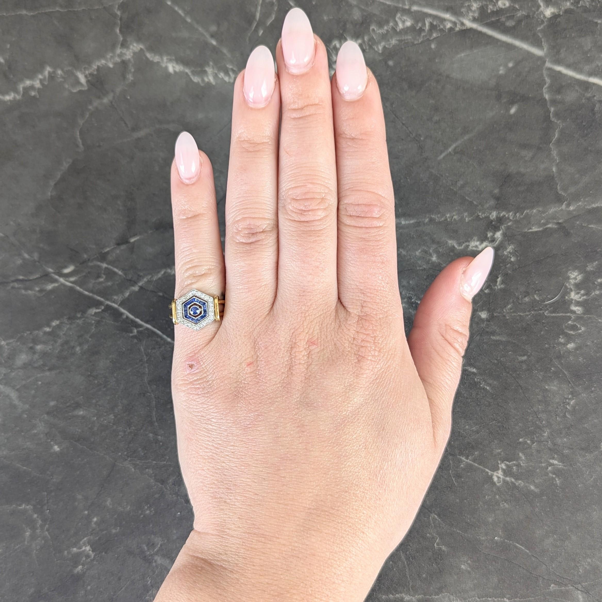 Art Deco Sapphire Diamond Platinum 18 Karat Yellow Gold Vintage Flip Ring