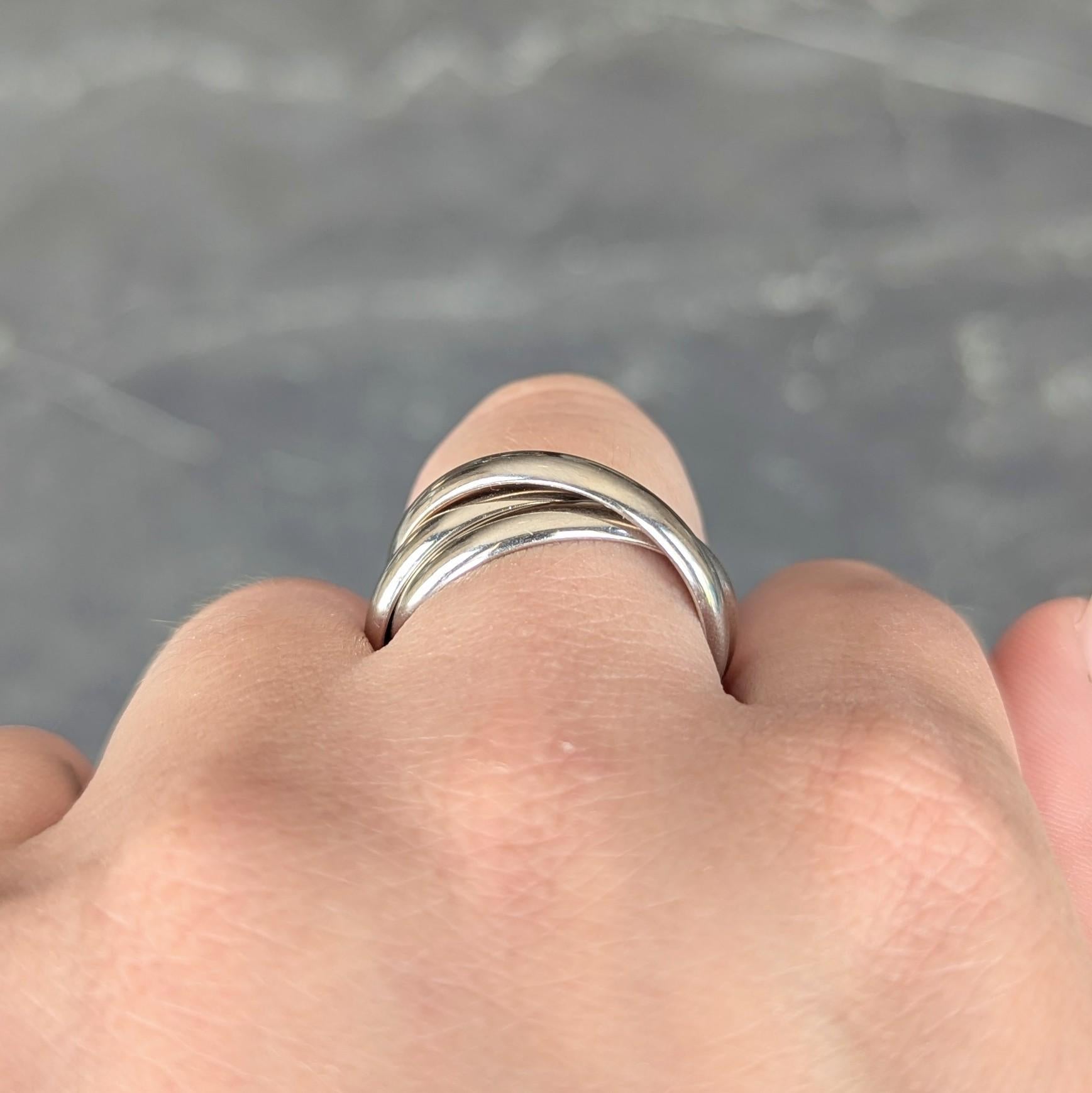 Cartier 1999 French 18 Karat White Gold Vintage Trinity Rolling Band Ring