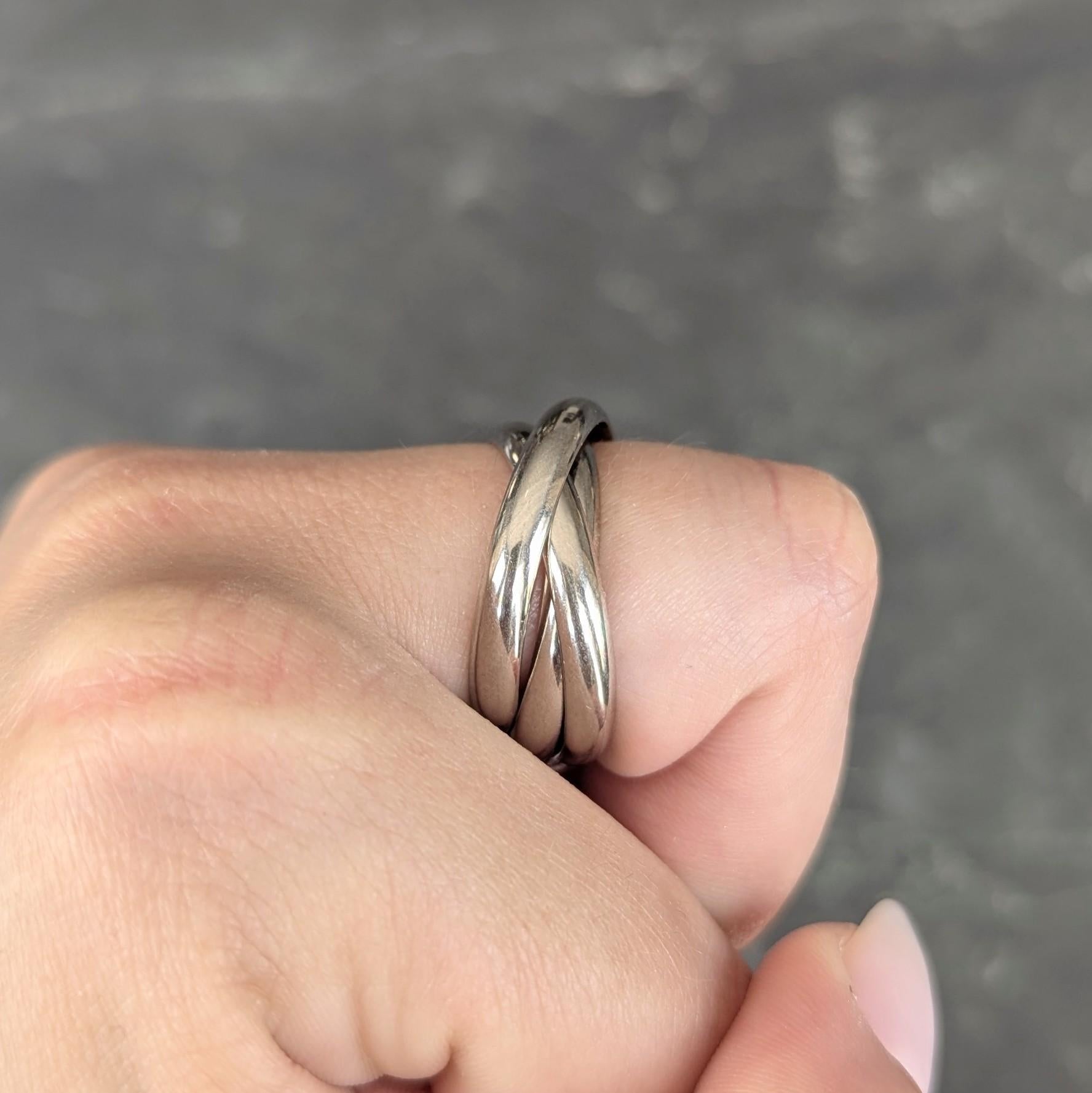 Cartier 1999 French 18 Karat White Gold Vintage Trinity Rolling Band Ring