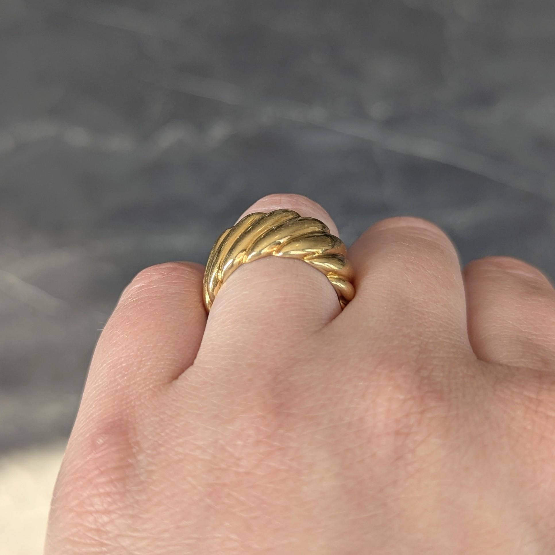 1980's 18 Karat Yellow Gold Puffy Twist Vintage Wide Band Ring