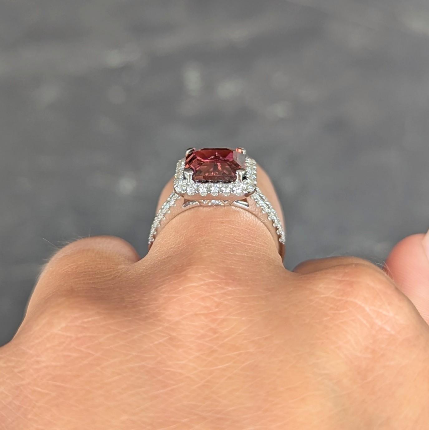 Contemporary 4.93 CTW Tourmaline Diamond 18 Karat White Gold Halo Ring