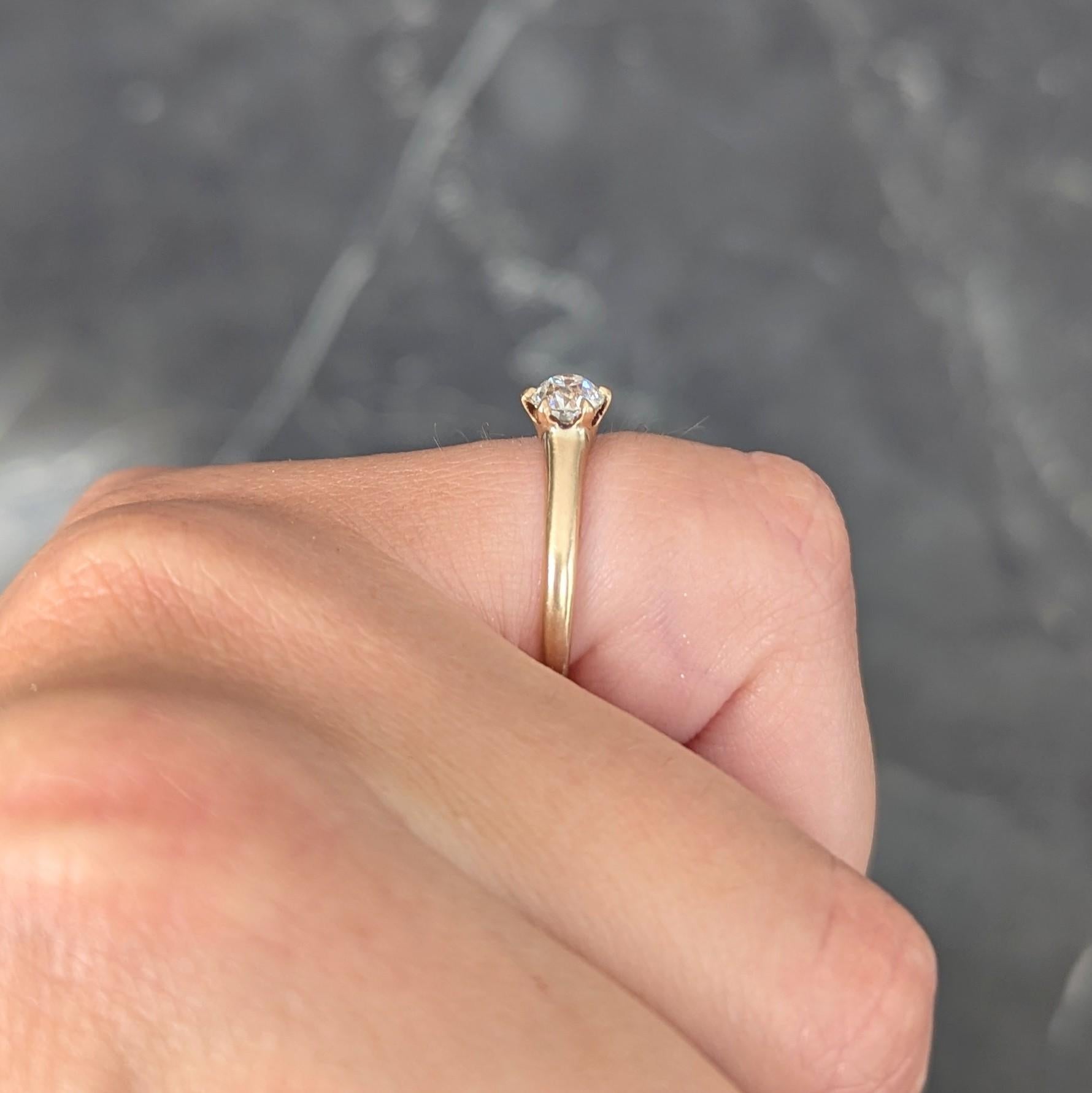 Victorian 0.45 CTW Old Mine Cut 14K Gold Antique Solitaire Engagement Ring