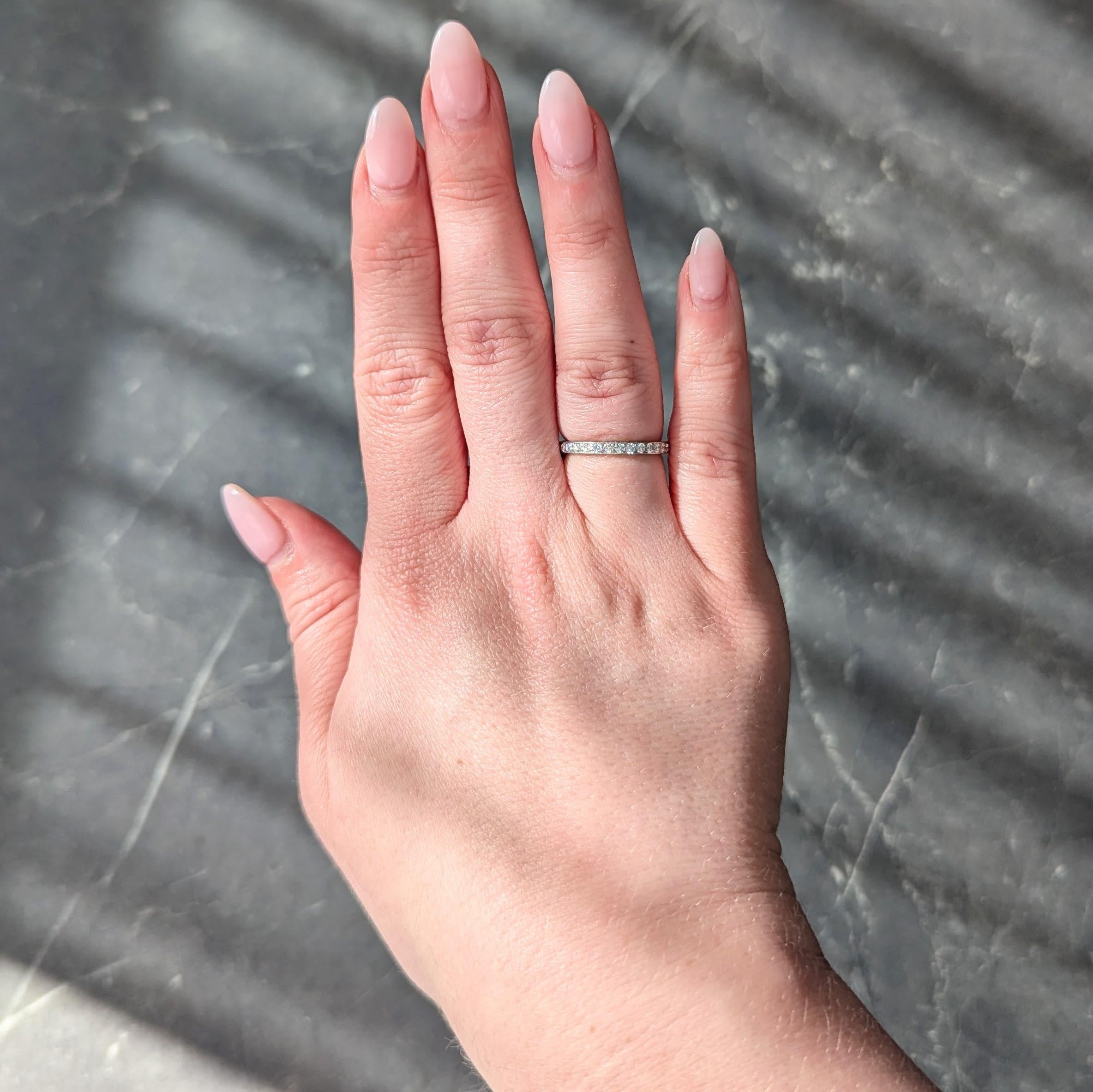 Caldwell Art Deco European Diamond Platinum Vintage Eternity Wedding Band Ring