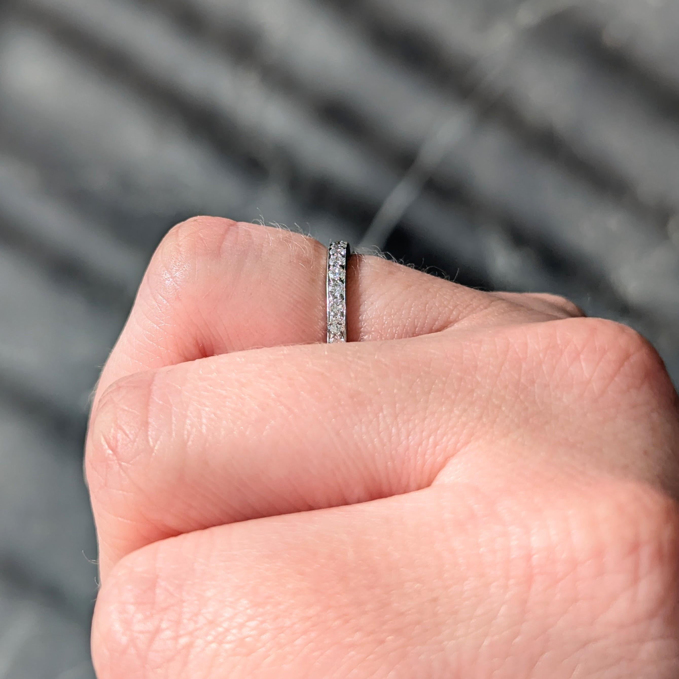 Caldwell Art Deco European Diamond Platinum Vintage Eternity Wedding Band Ring